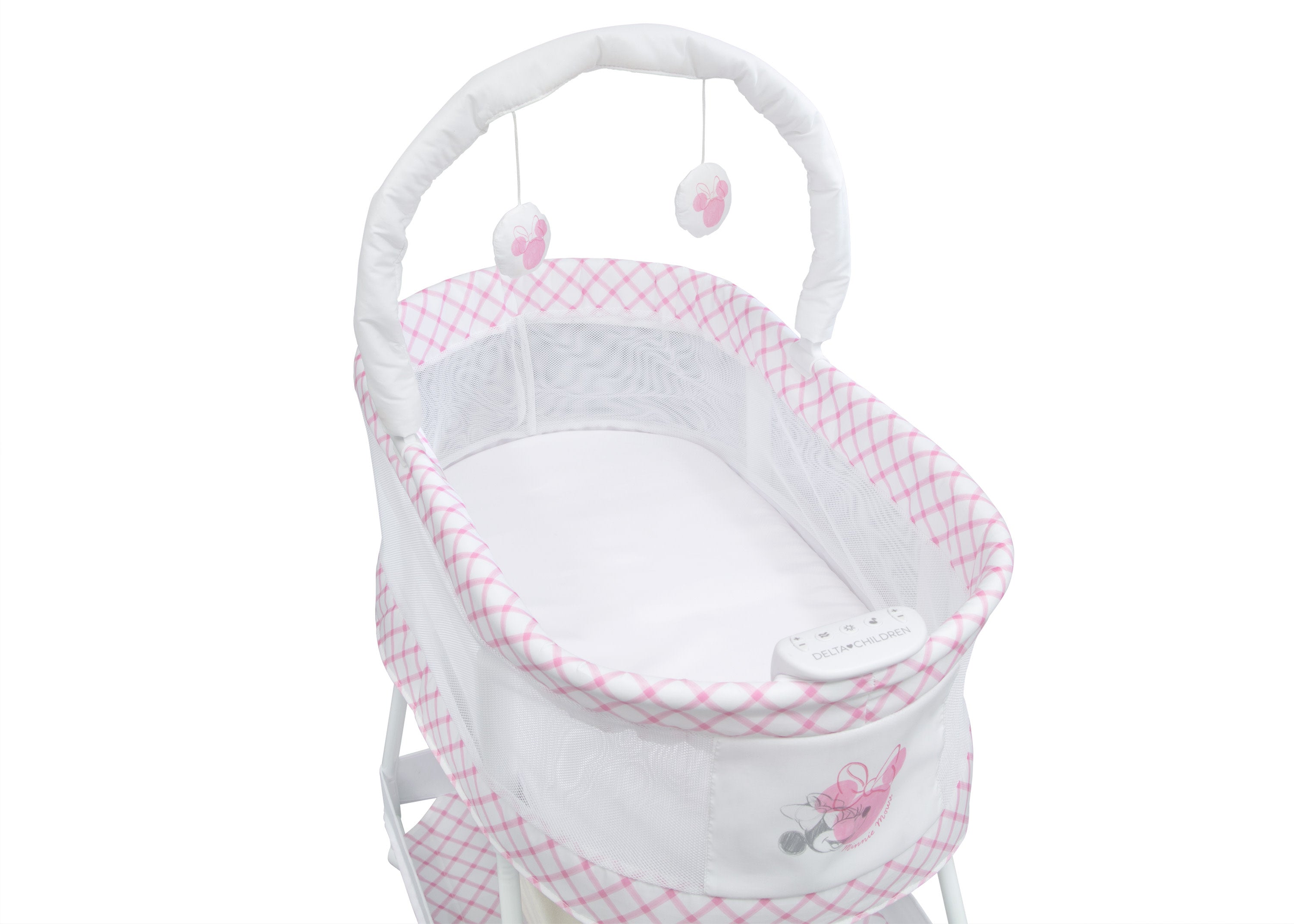 Minnie Mouse Sweet Dreams Bassinet for Baby Girls - Disney Nursery Crib with Canopy & Storage - Perfect for Newborns & Infants - Ideal for Bedrooms, Daycare & Travel