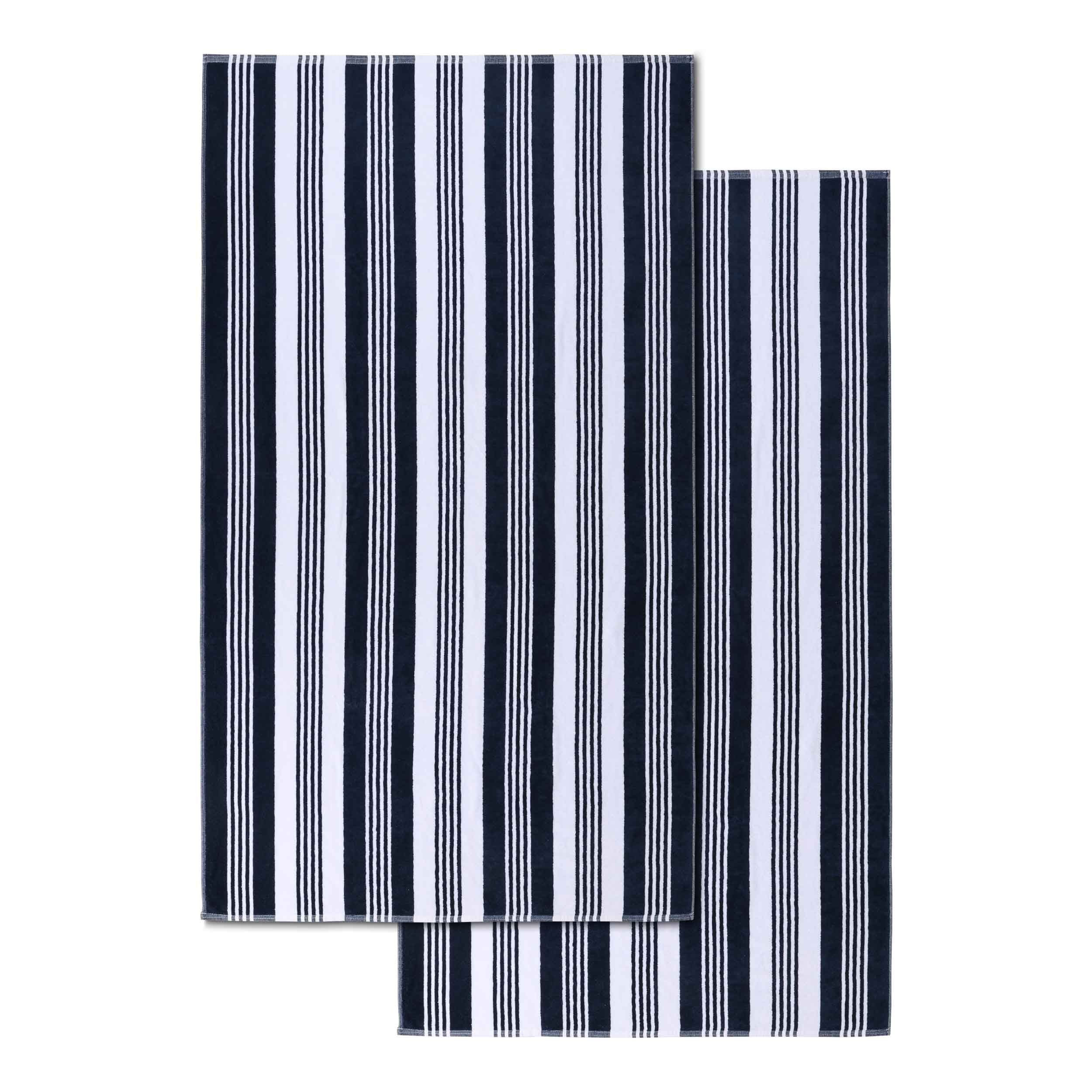 Premium Maui Striped Cotton Oversized 2-Piece Beach Towel Set - Soft, Absorbent & Quick-Drying for Pool, Beach, Yoga & Travel