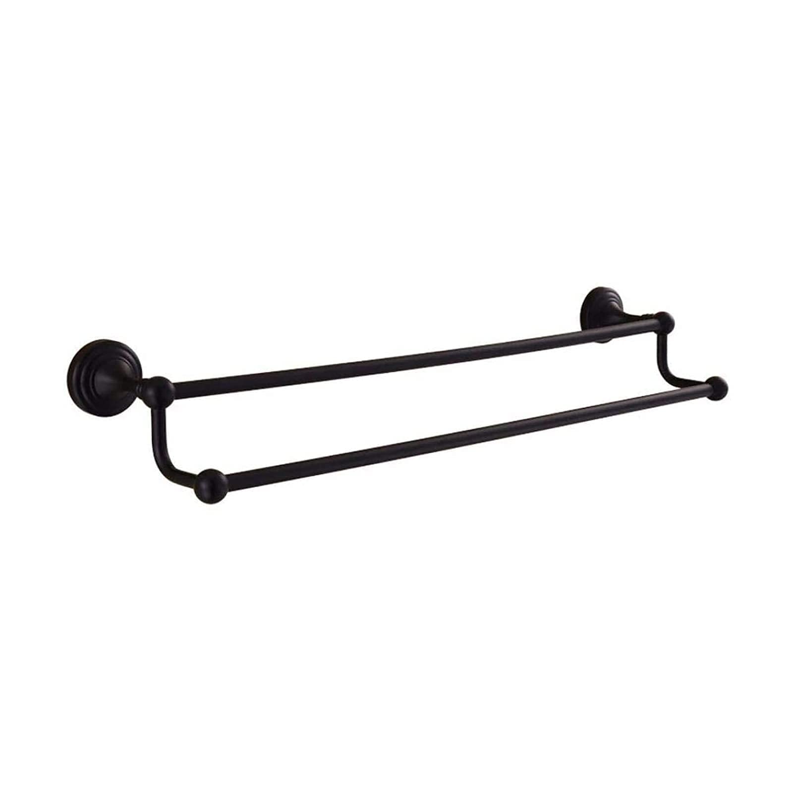 Black 40Cm All Copper Wall Mounted Double Rail Towel Rack - Bathroom & Kitchen Towel Holder Bar with Hanger | Space-Saving Drying Solution for Small Bathrooms & Modern Kitchens