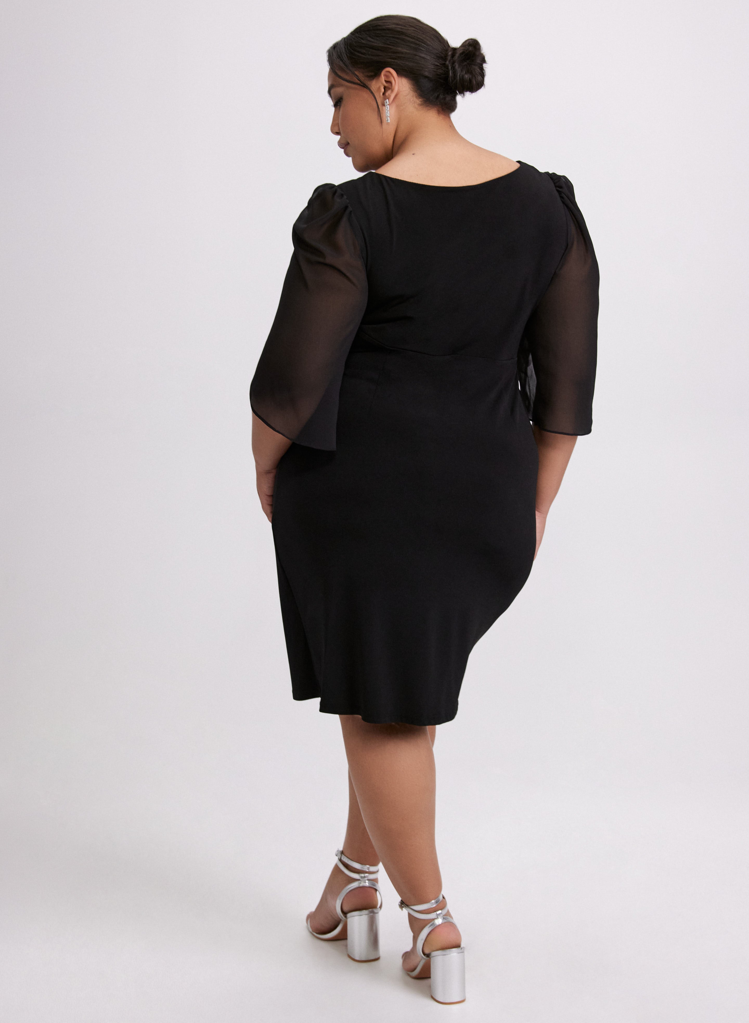 Elegant Chiffon Sleeve Dress for Women - Flowy Summer Party Dress with Ruffled Sleeves - Perfect for Weddings, Cocktail Parties & Date Nights