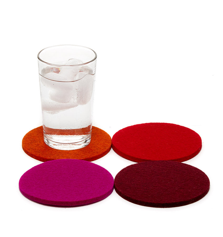 Premium Graf Lantz Multi-Color Felt Coasters Set of 4 - Absorbent & Durable Drink Coasters for Home, Office, or Restaurant Use - Protect Tables from Spills & Stains