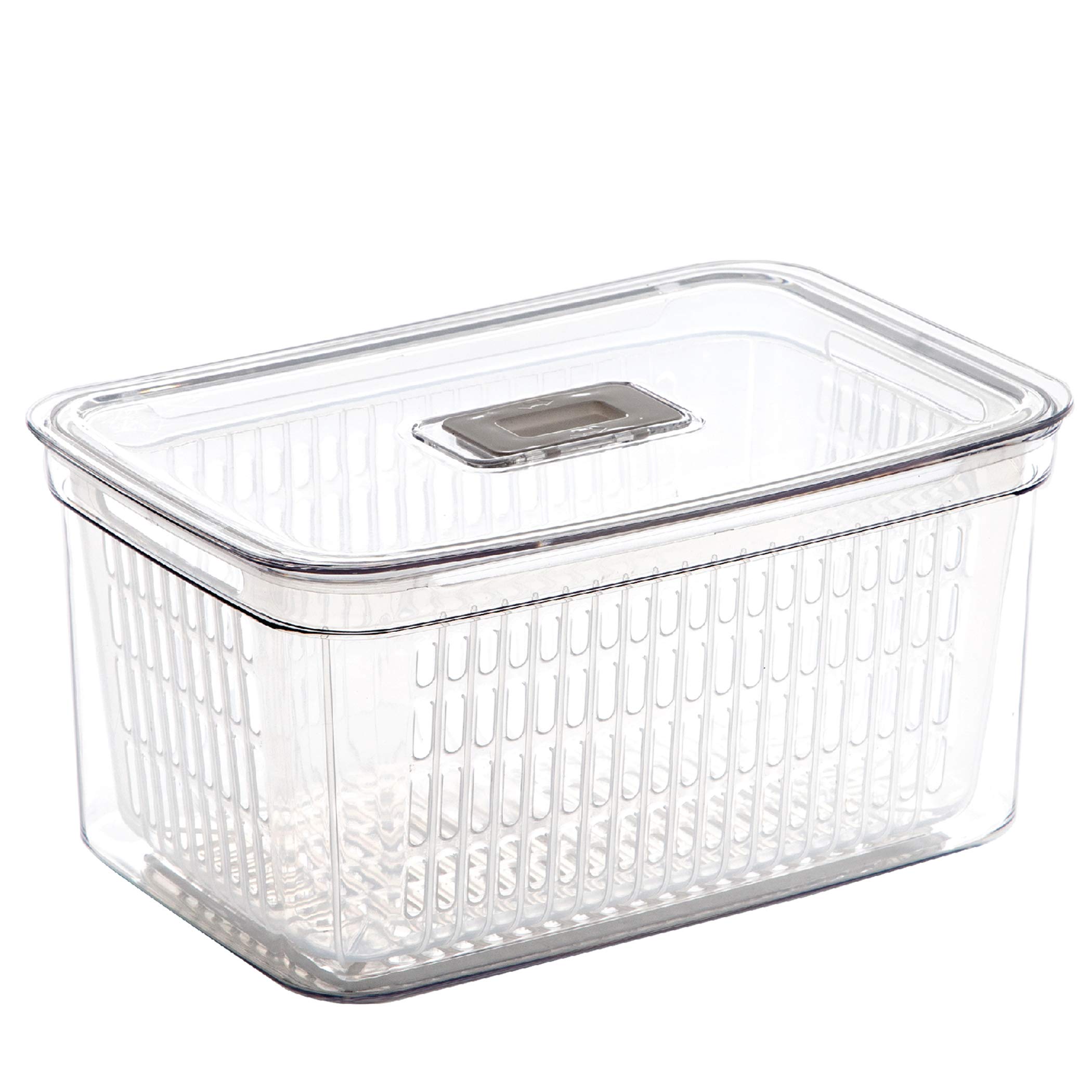 BINO | 5.6L (23.7 Cup) Fresh Produce Saver | Airtight Fridge Storage Containers for Fruits & Vegetables | Adjustable Vent & Removable Basket | BPA-Free Kitchen Organizer | Perfect for Meal Prep & Extending Food Freshness