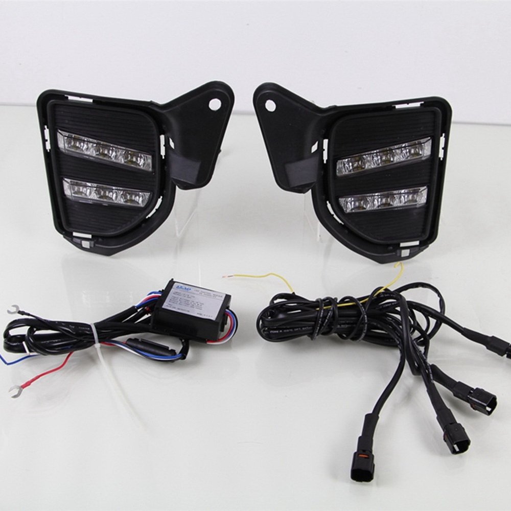 6000K LED Daytime Running Lights with Yellow Turn Signal - Compatible for Toyota Hiace 2014-2018 | Durable Front Bumper DRL for Enhanced Visibility & Safety During Day/Night Driving