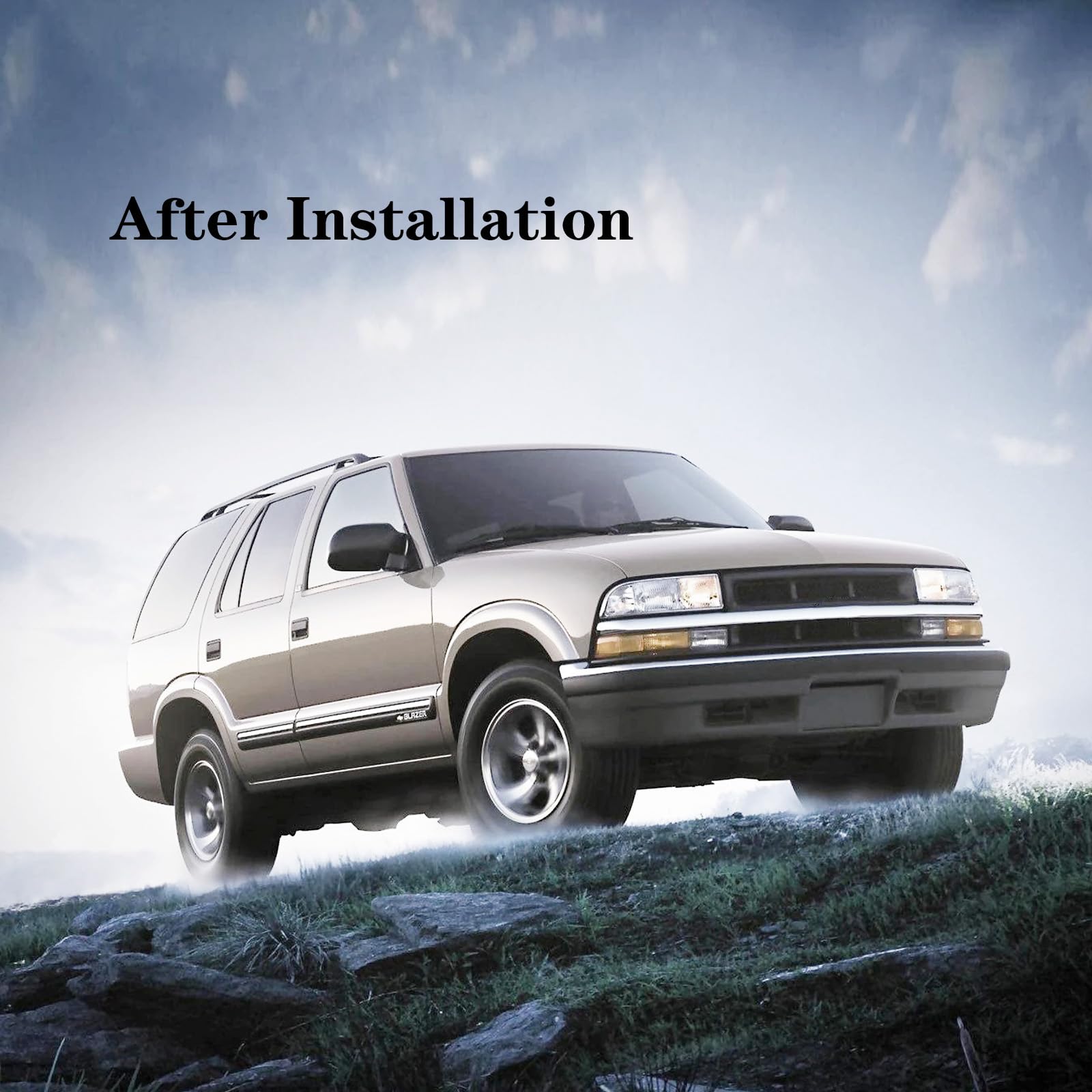 Chrome & Black Front Grille Replacement for 1998-2004 Chevy S10 & 1998-2005 Blazer - Durable Aftermarket Grille Upgrade for Enhanced Style & Protection - Perfect for Off-Roading, Car Shows & Daily Driving