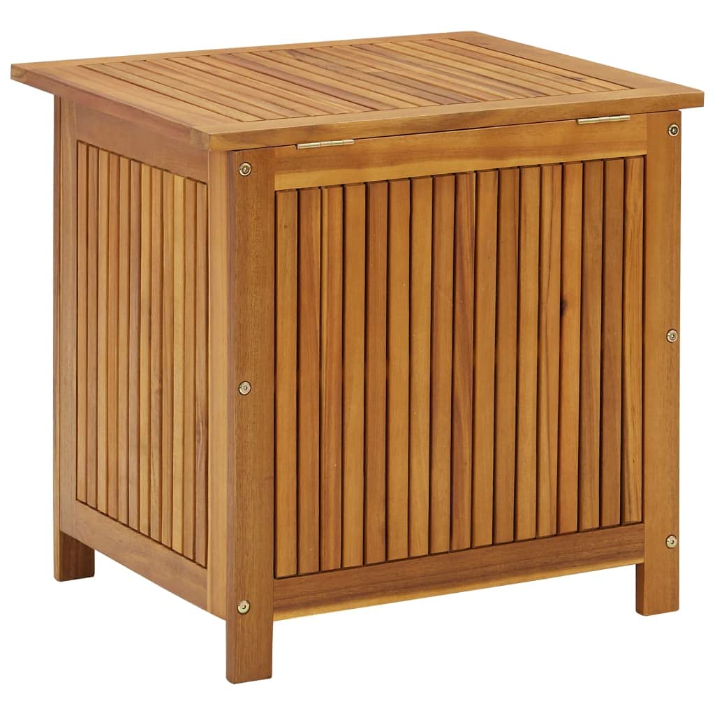 vidaXL Acacia Wood Patio Storage Box with Water-Resistant Liner | Oil-Finished Outdoor Garden Organizer for Cushions, Tools & Decor | Weatherproof Deck Box for Backyard, Poolside & Patio Use