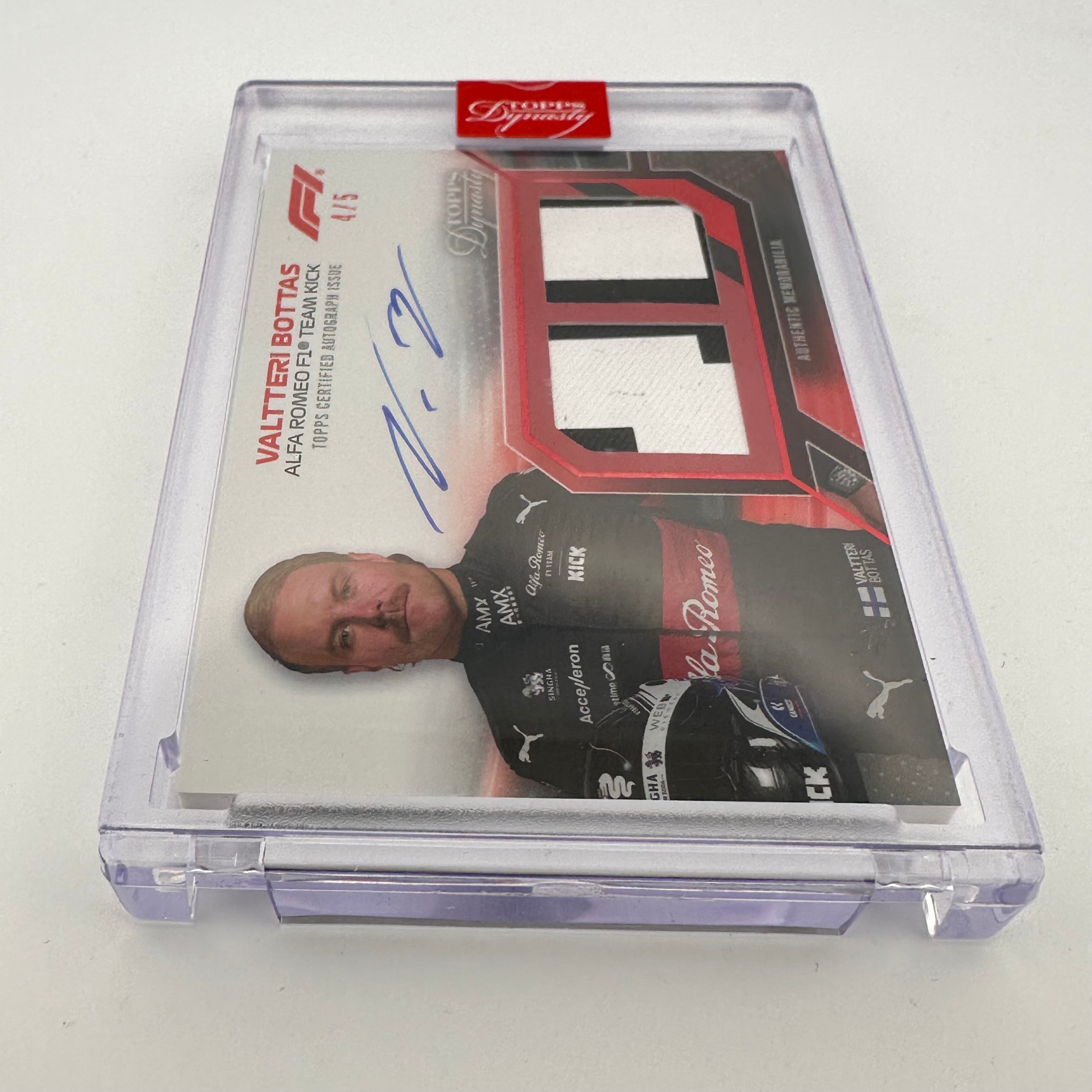 2023 Topps Dynasty Dual Relic Autograph Card - Valtteri Bottas #SDDRA VB (4/5 Red) - Perfect for F1 Collectors, Racing Memorabilia Displays & Sports Card Investments
