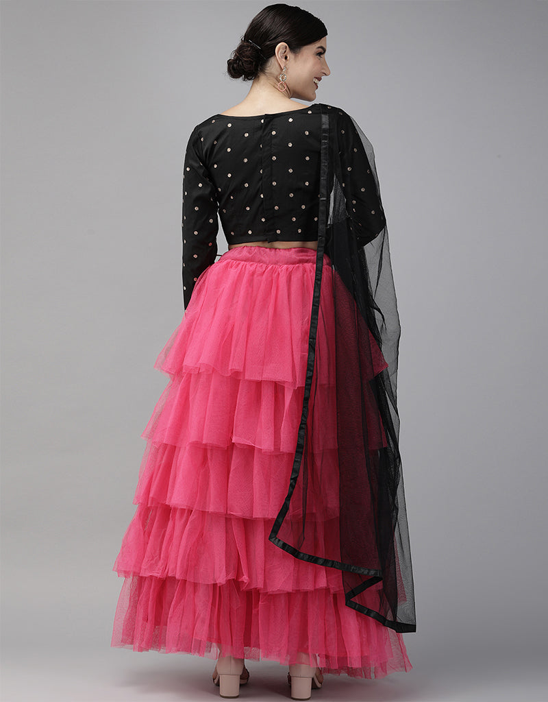Elegant Black Art Silk Lehenga Choli for Women | Traditional Indian Bridal Wear | Perfect for Weddings, Festivals & Special Occasions