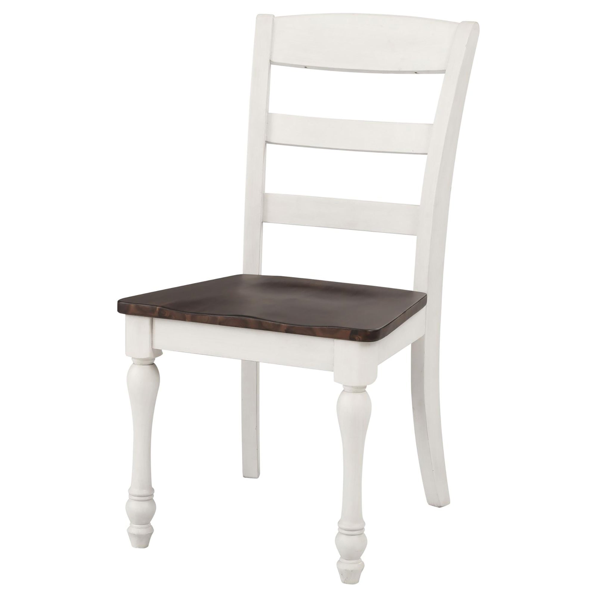 Dark Cocoa & White Ladder Back Dining Chairs (Set of 2) - Modern Kitchen & Dining Room Side Chairs for Home Decor