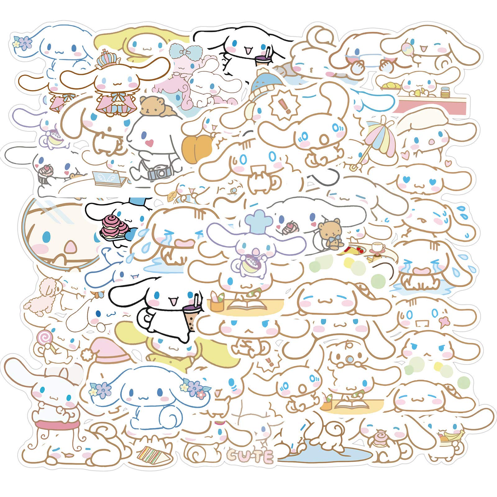 50pcs Cinnamoroll Waterproof Stickers - Cute Aesthetic Vinyl Decals for Water Bottles, Laptops, Phones, Skateboards & More | Trendy Stickers for Teens, Kids, Boys & Girls | Perfect for School, Travel & DIY Projects