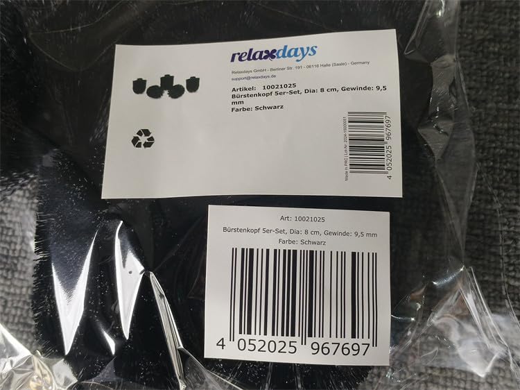 5-Pack Toilet Brush Replacement Heads - 9.5mm Thread, 8cm Diameter, Black (8x8x9cm) - Perfect for Bathroom Cleaning & Sanitizing