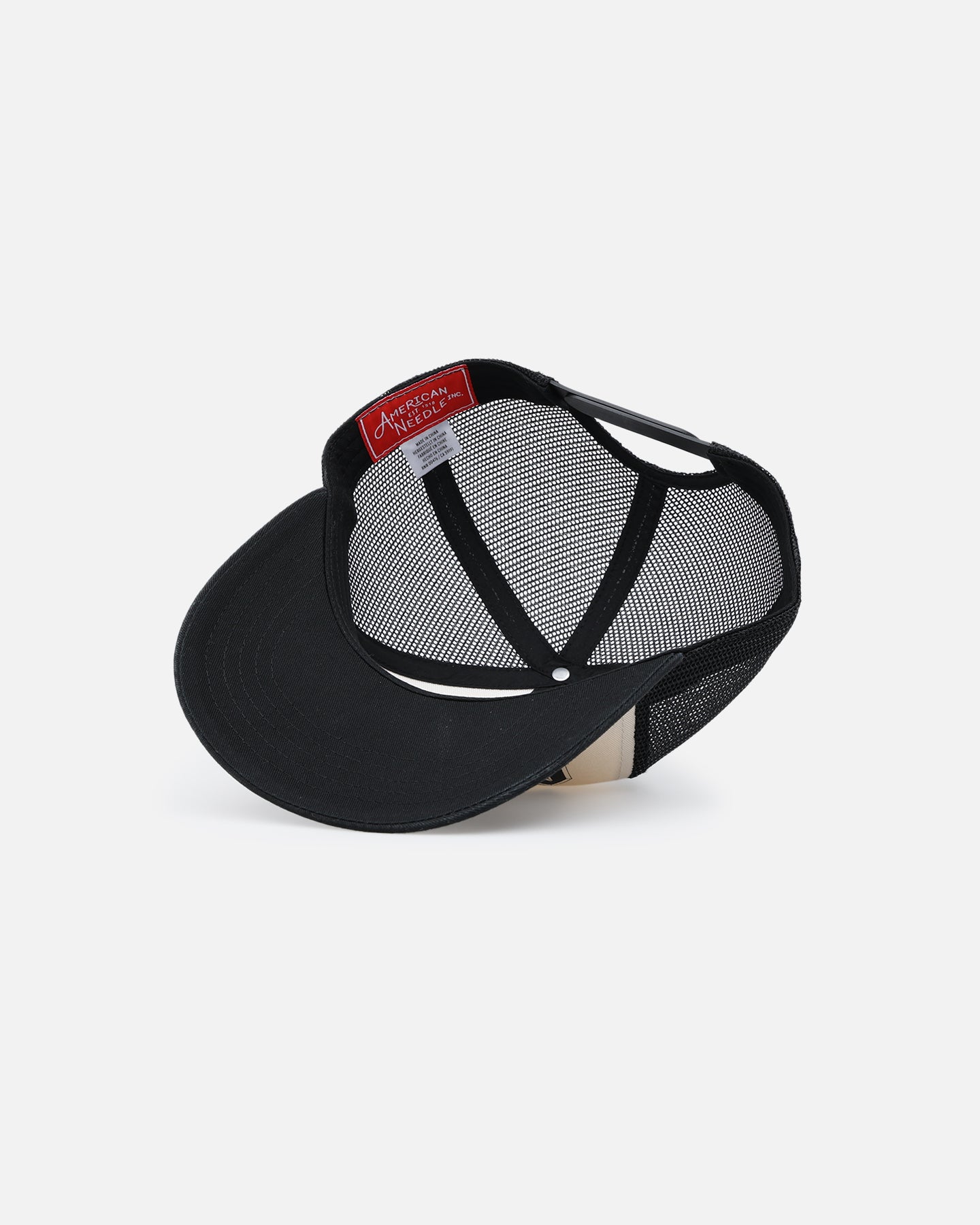 American Needle Sinclair Trucker Snapback Hat - Black/Ivory Adjustable Baseball Cap for Men & Women | Perfect for Casual Wear, Sports & Outdoor Activities