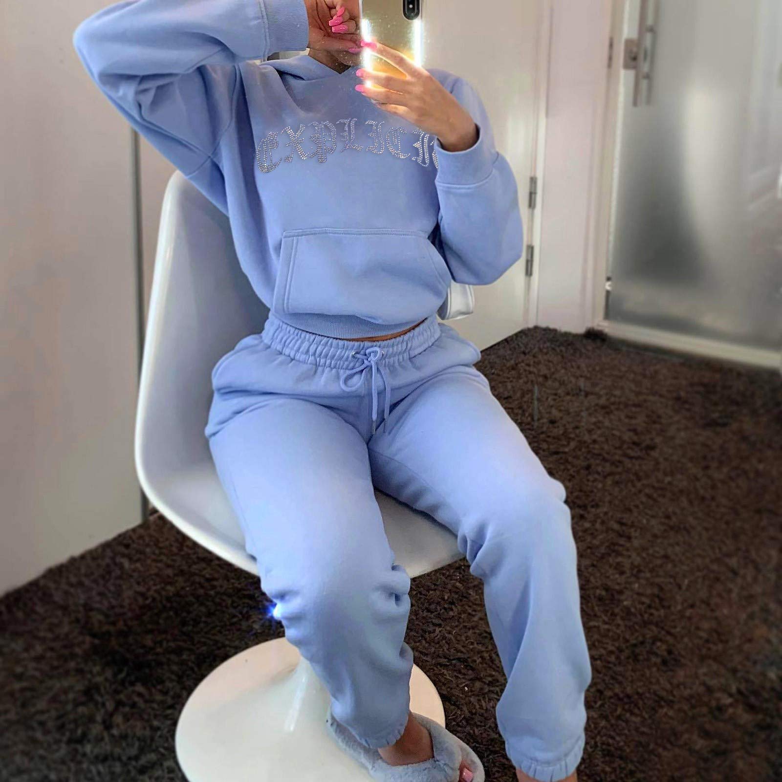 Women's Fleece Sports Suit - Long Sleeve Hoodie & Trousers Lounge Set - Soft Sweatsuit for Yoga, Running & Casual Wear