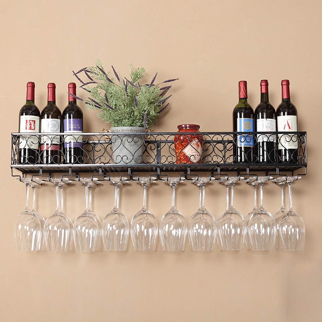 AWJ Rustic Wall Mounted Wine Rack - 6 Bottle Wooden Wine Holder with Floating Shelves for Kitchen, Bar & Dining Room - Space Saving Wall Shelf Storage Organizer for Home Decor