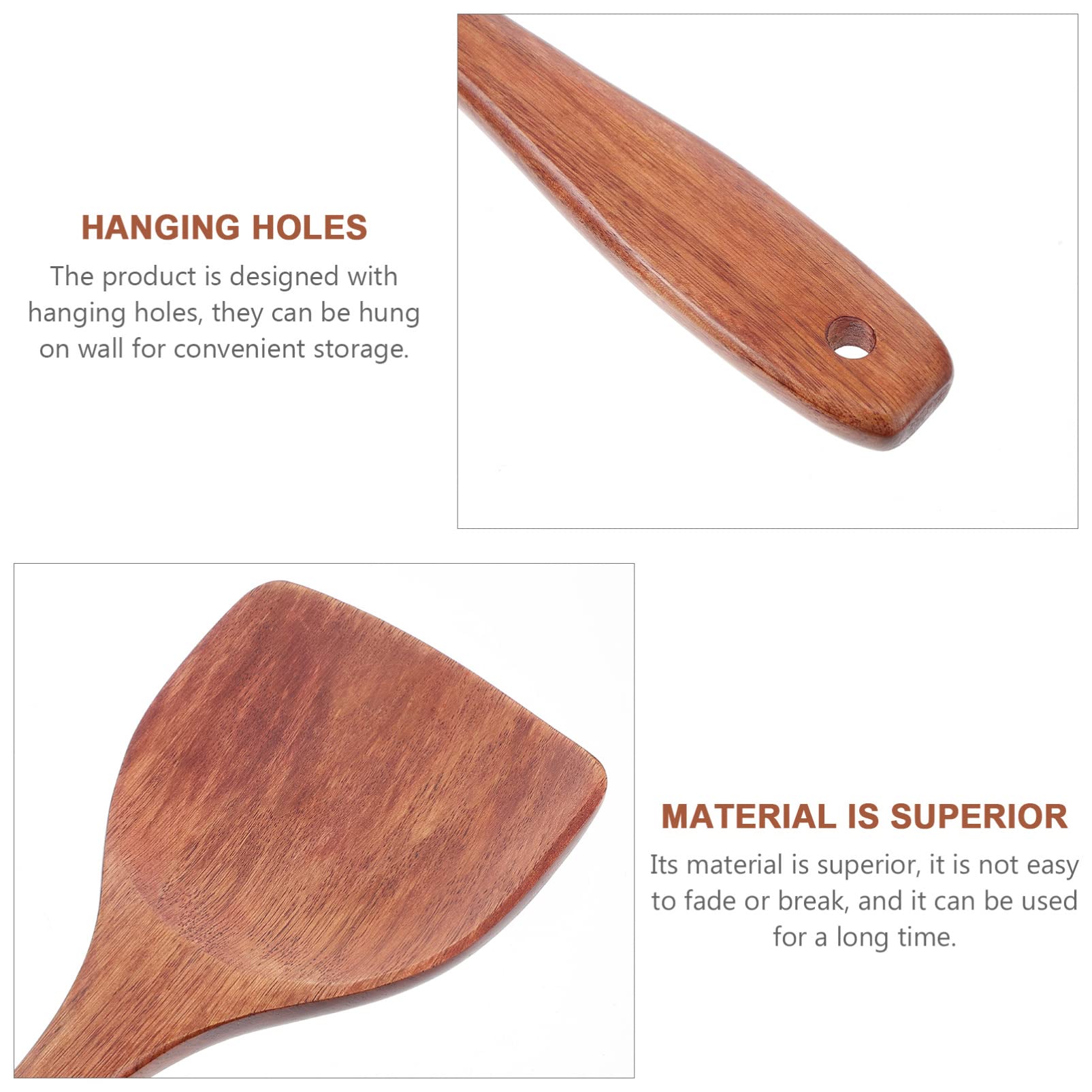 HEMOTON 2-Pack Wooden Spatula Set - Square Turner, Cooking Utensil, Kitchen Fish Spatula with Long Handle for Baking, Frying & Serving - Perfect for Non-Stick Pans & Everyday Cooking