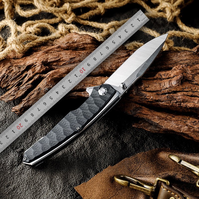 Premium D2 High Carbon Stainless Steel Pocket Knife with G10 Handle & Pocket Clip - EDC, Camping, Hiking & Outdoor Survival Tool