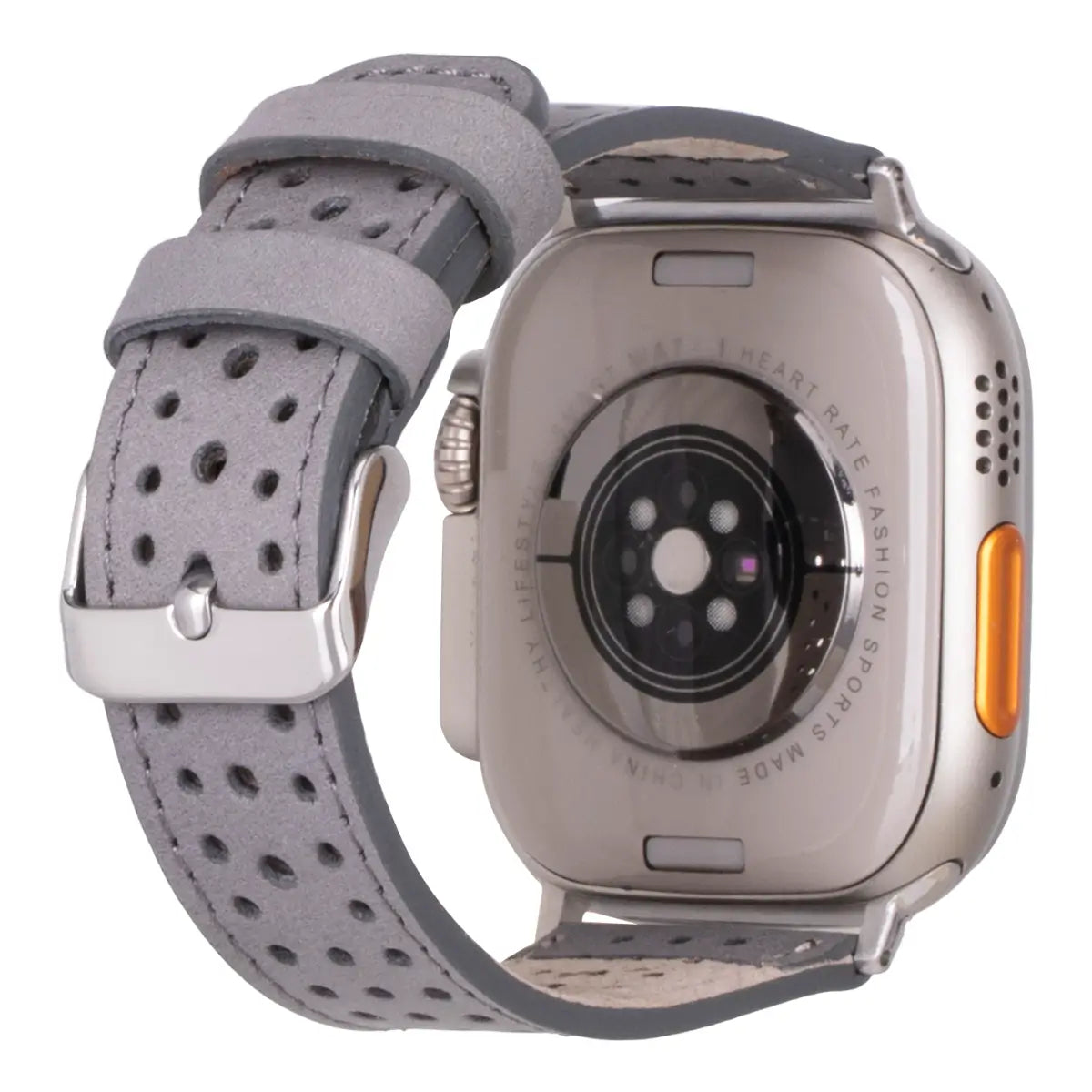Premium Gray Leather Rally Strap for Apple Watch - Durable & Stylish Band for Workouts, Sports & Everyday Wear