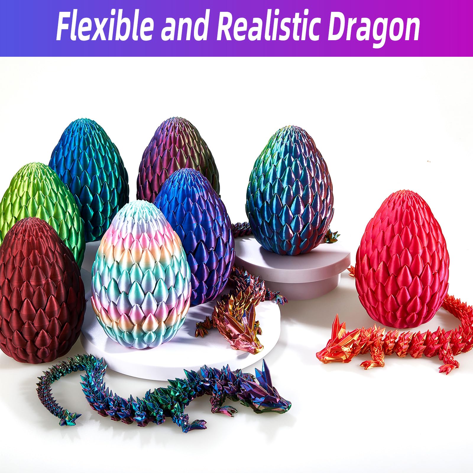 3D Printed Dragon Egg - 15 Inch Crystal Dragon Easter Surprise Egg | Fidget Toys for Stress Relief, Kids Gifts & Executive Home Office Decor | Perfect for Easter Celebrations, Birthday Presents and Fantasy Themed Room Decor