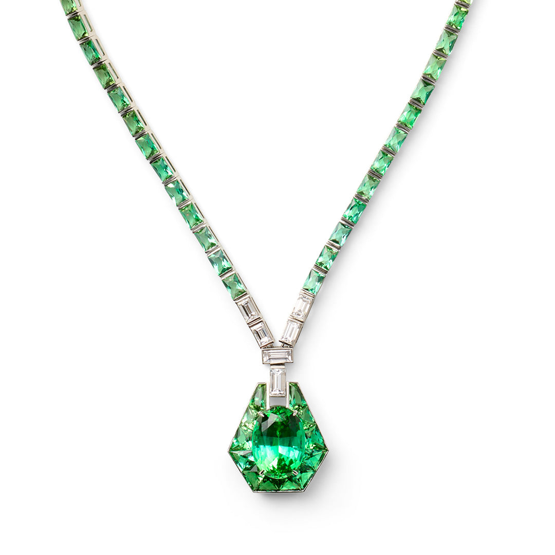 Exquisite Tourmaline & Diamond Pendant Necklace for Women - Elegant Jewelry Gift for Anniversary, Wedding & Special Occasions - Perfect for Evening Parties, Date Nights & Formal Events