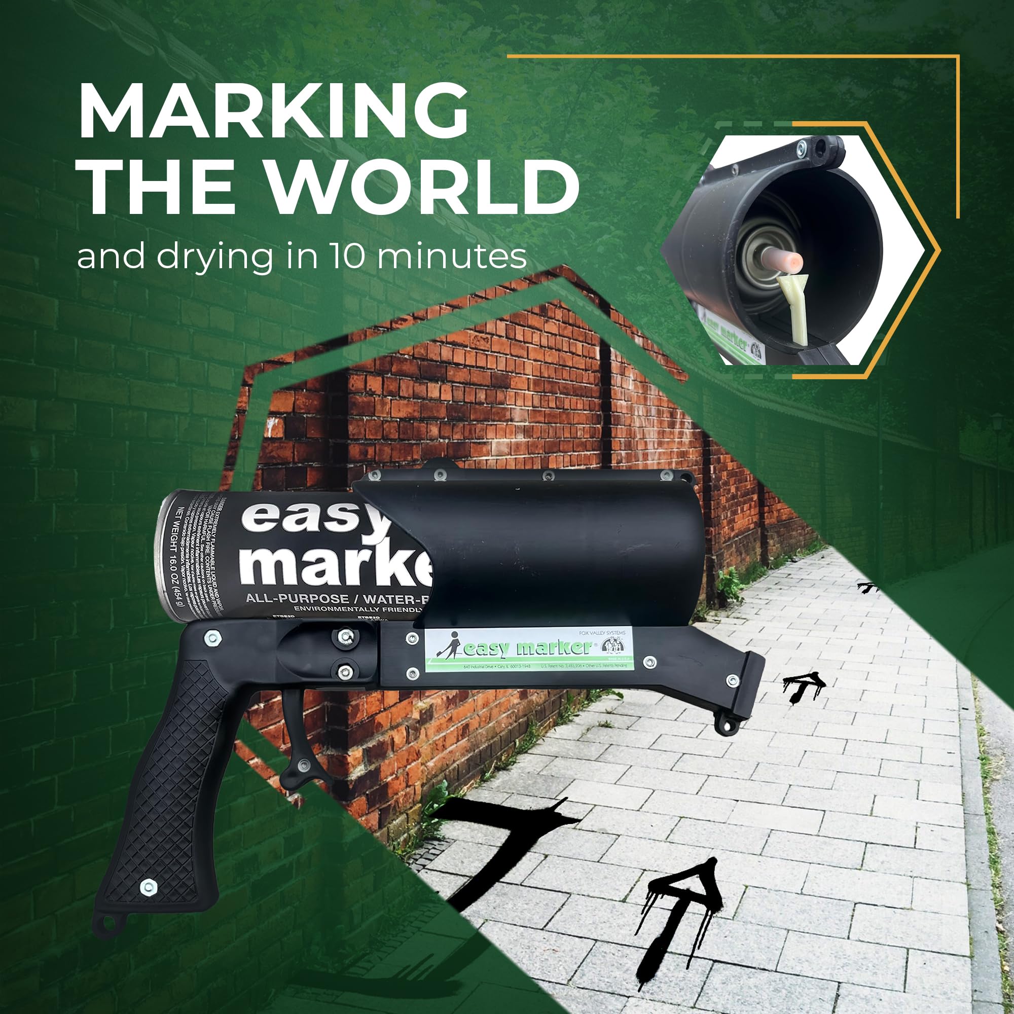 Fox Valley Easy Marker Inverted Utility Marking Spray Paint - 18 oz (Pack of 12), Black - Ideal for Grass, Tree & Parking Lot Marking - Perfect for Landscaping, Construction & Property Maintenance