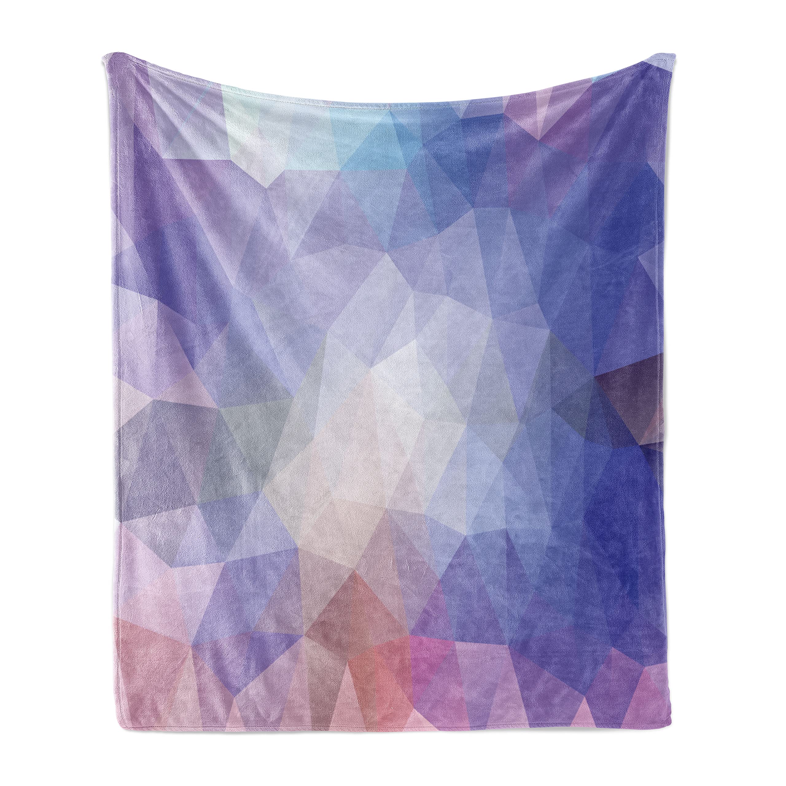 Lunarable Purple Throw Blanket - Contemporary Abstract Low Poly Pastel Tones Flannel Fleece Blanket | Soft Couch Cover for Adults | 50