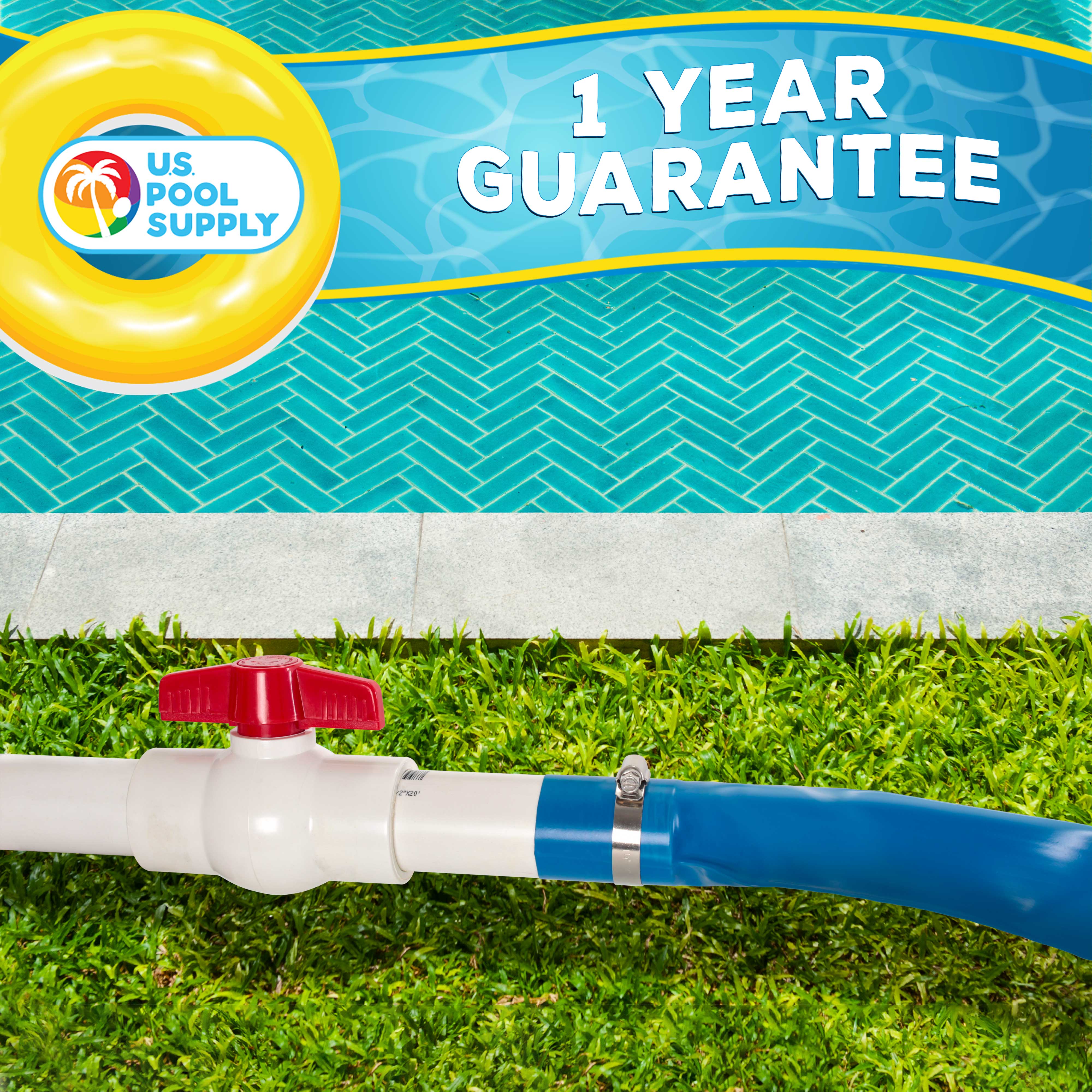 Heavy Duty 1.5 Inch x 50ft Blue Backwash Hose for Swimming Pools with Hose Clamp | Durable Pool Maintenance Equipment for Water Filtration & Cleaning | Perfect for Inground & Above Ground Pools
