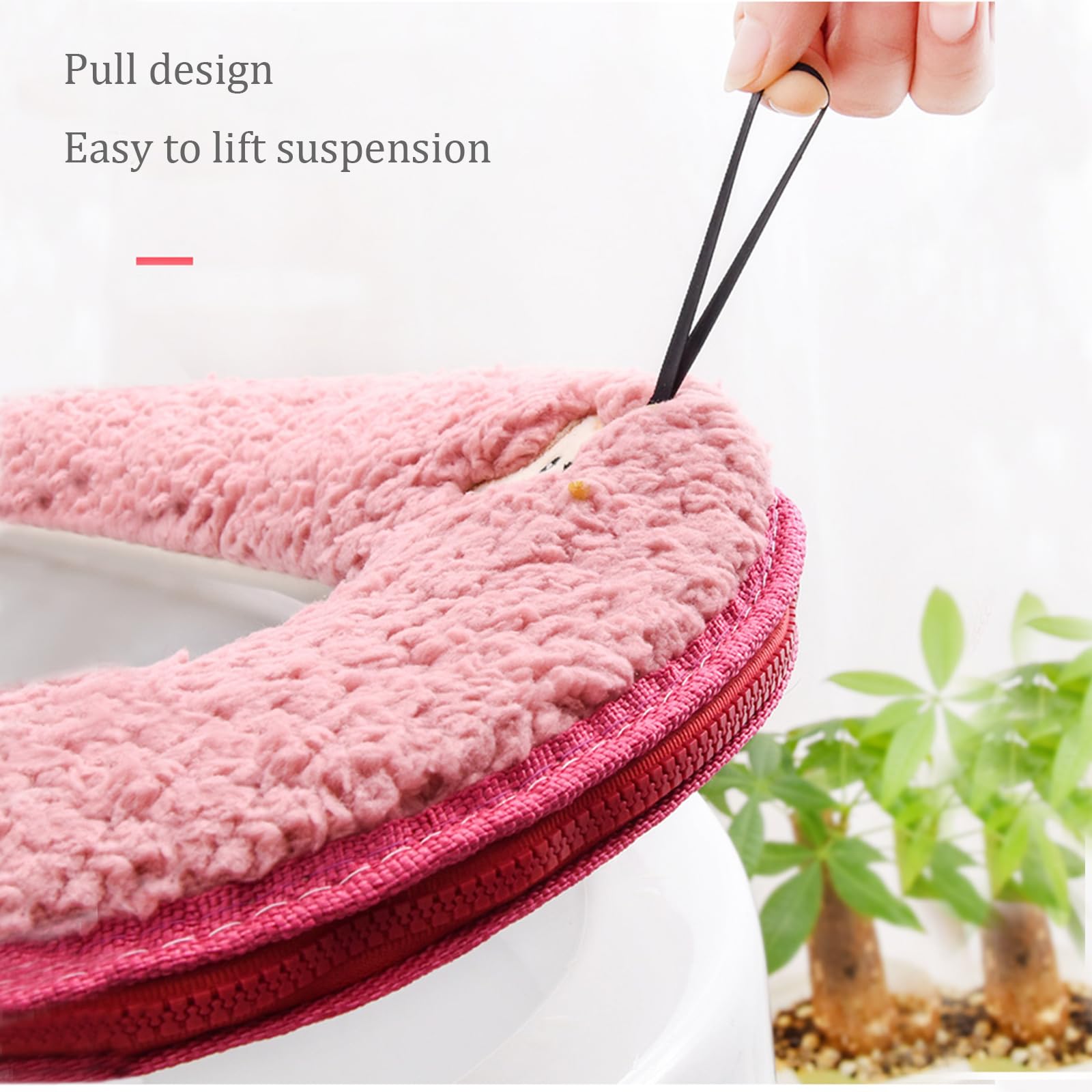 Plush Washable Toilet Seat Warmer Cover with Zipper Handle - Soft Fuzzy Toilet Lid Cover for Bathroom, Winter Warm Toilet Seat Cushion (Perfect for Cold Weather & Cozy Home Comfort)