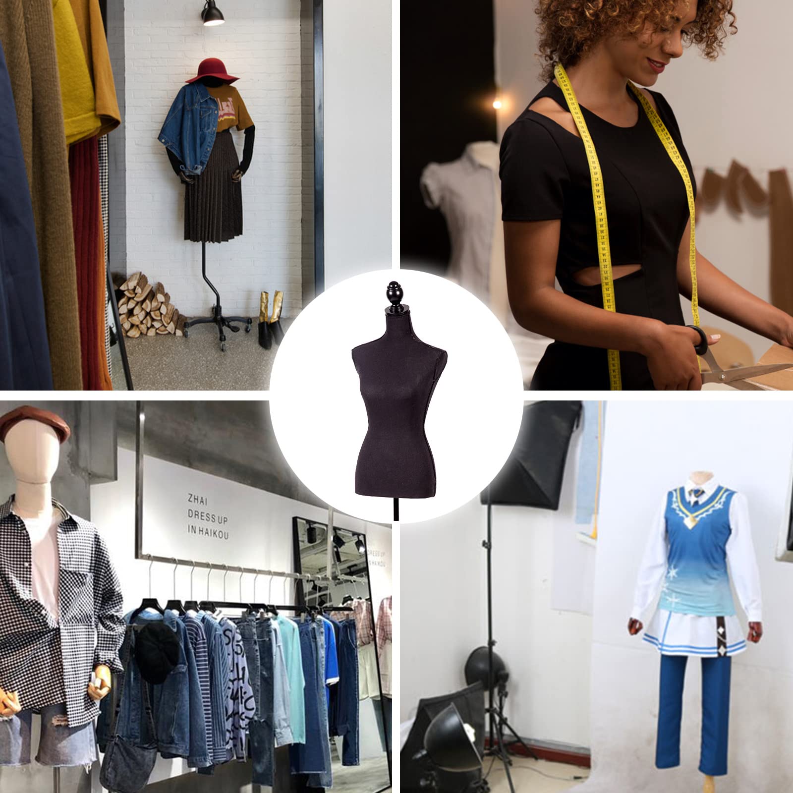 Adjustable Female Dress Form Mannequin Torso 60”-67” with Tripod Stand - Black Sewing Manikin for Clothing Design, Jewelry Display & Boutique Visual Merchandising - Perfect for Fashion Designers, Tailors & Retail Store Displays