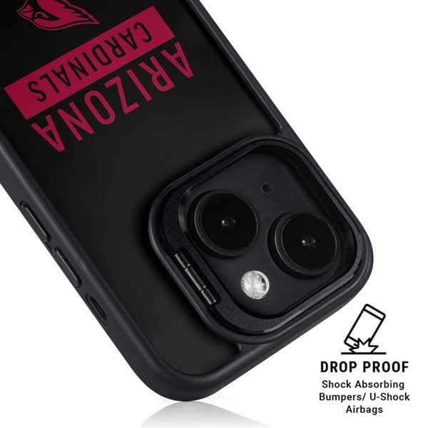 Official NFL Arizona Cardinals Black Performance Series iPhone 15 Kickstand Phone Case - Durable Protection with Built-in Stand for Watching Games & Videos