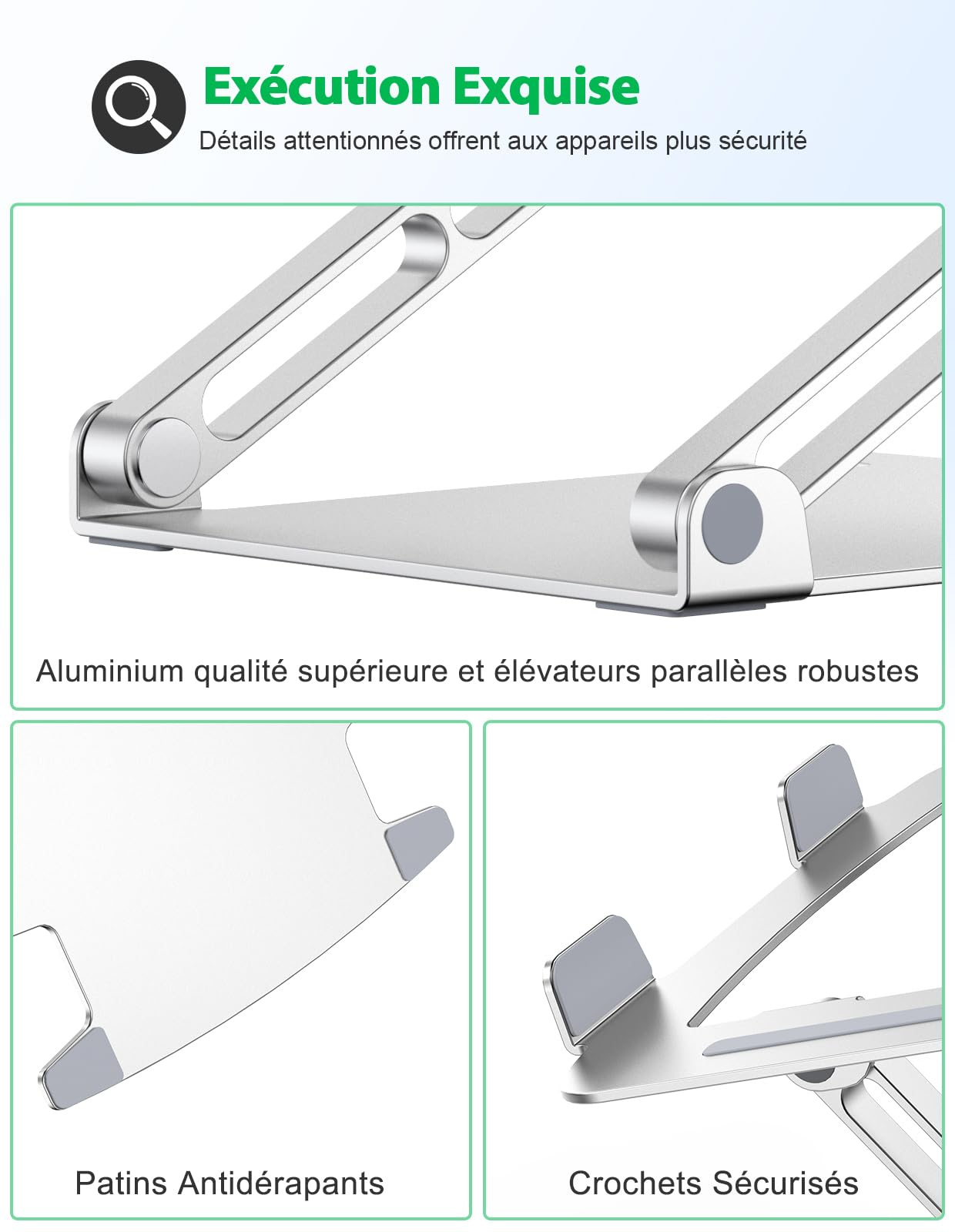 Ergonomic Aluminum Laptop Stand with Dual-Axis Rotation & Cooling Ventilation - Adjustable & Foldable for MacBook Pro & 10