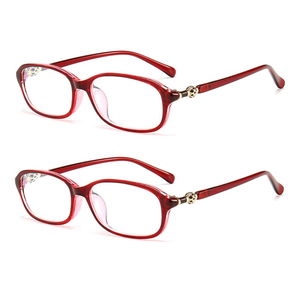 Blue Light Blocking Reading Glasses for Women - Anti-Glare Computer Glasses, Fashion Rectangular Readers (2 Pairs) - Perfect for Office Work, Screen Time & Reading