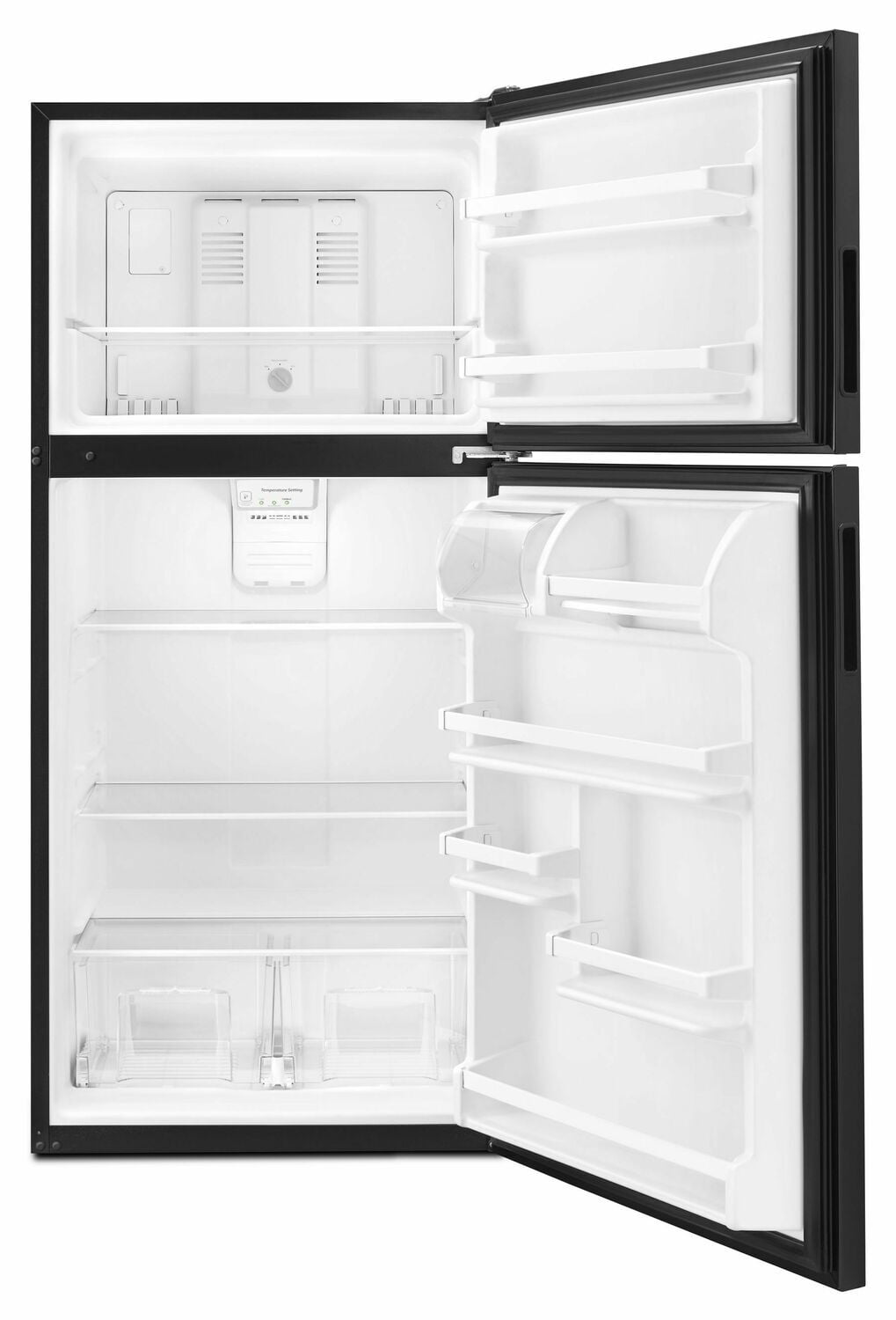 Amana ART318FFDB 30 Inch Top Freezer Refrigerator with Adjustable Glass Shelves - Energy Efficient Black Kitchen Appliance for Home, Apartment & Office Use