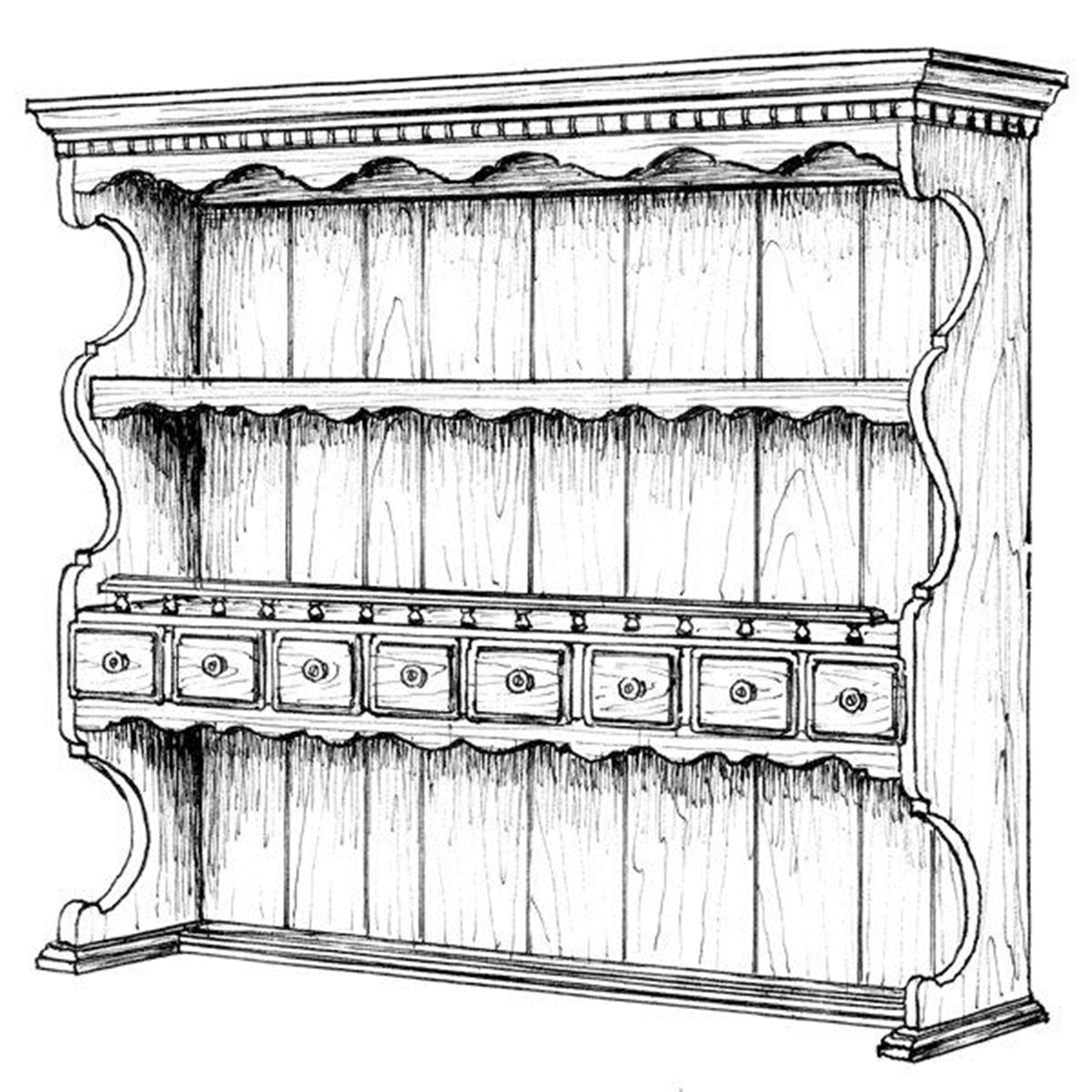 DIY Woodcraft Welsh Hutch Building Plan - Step-by-Step Woodworking Project for Home Decor & Storage | Perfect for Farmhouse, Rustic, or Vintage Style Interiors