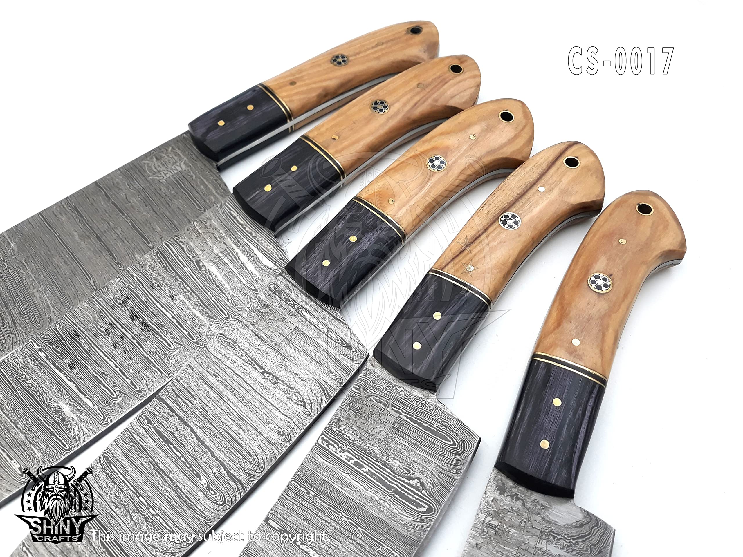 Premium Handmade Damascus Steel Kitchen Knife Set with Camel Bone Handle - Razor-Sharp Chef Knives in Leather Pouch Roll (CS-17) - Perfect for Professional Chefs, Home Cooking & Culinary Gifts
