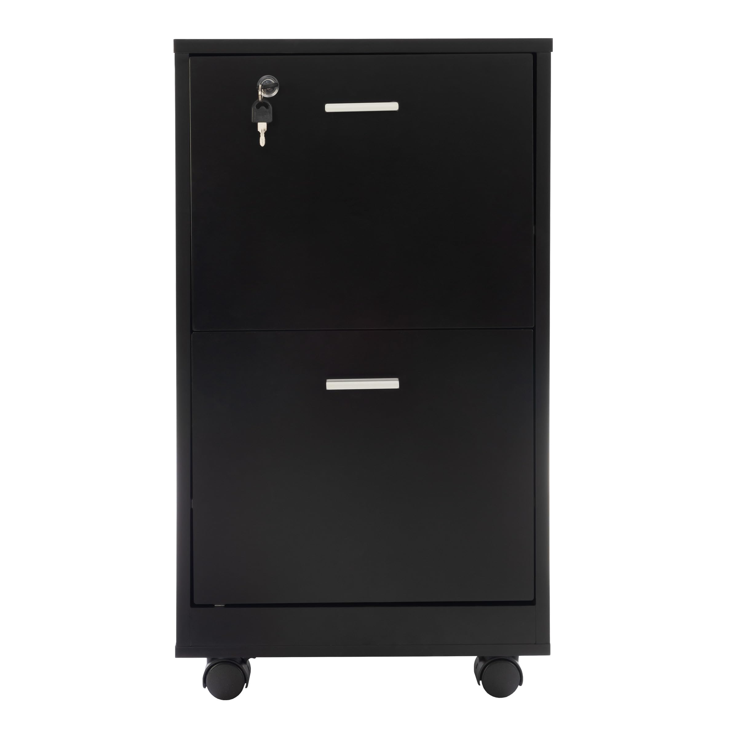 Lavish Home 2-Drawer File Cabinet with Lock - Deep Storage Rolling Filing Cabinet for Under Desk, Home & Office Use - Black - Perfect for Organizing Documents, Bills, and Office Supplies in Small Spaces