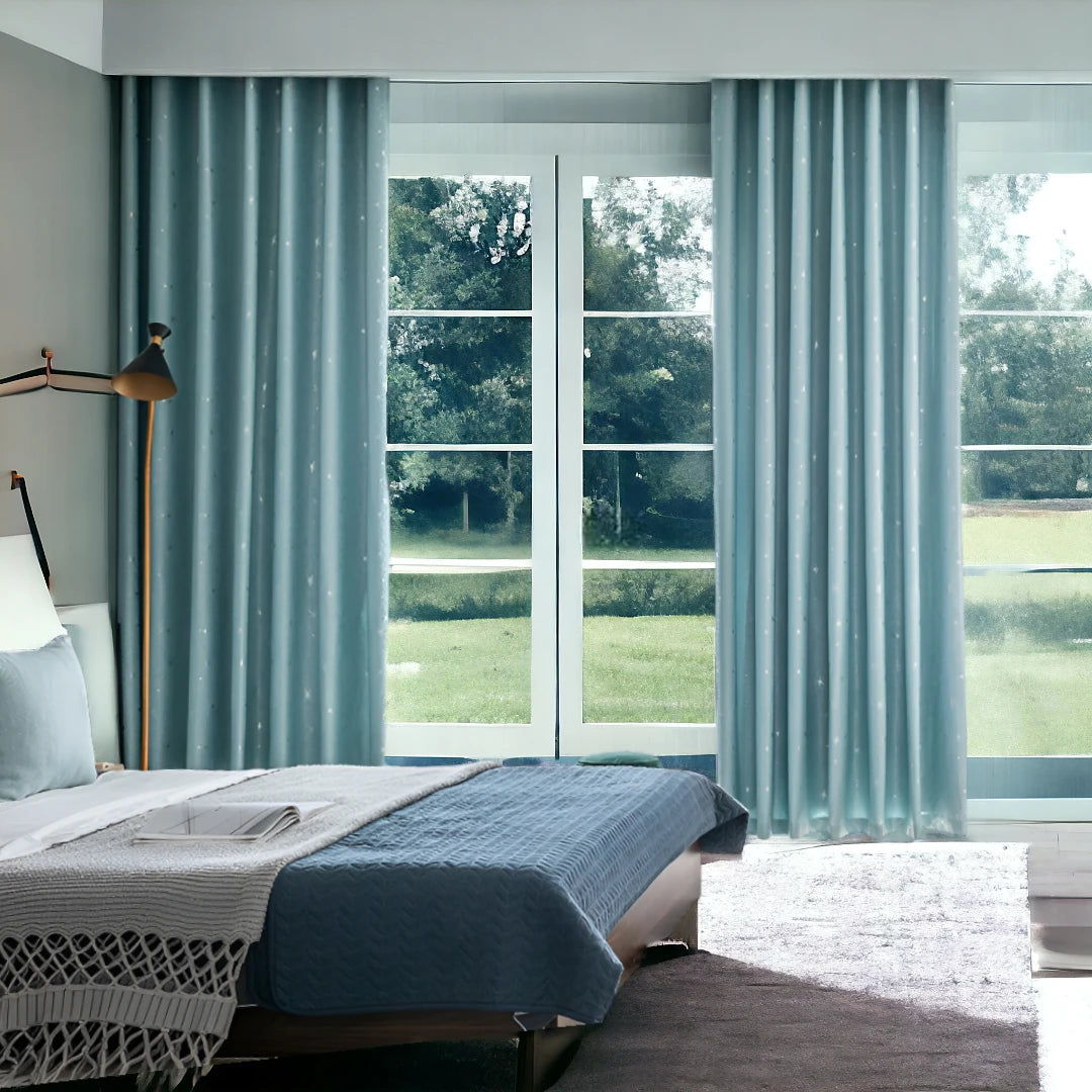 Colette Soundproof & Thermal Blackout Custom Curtain with Star Design - Perfect for Bedroom, Nursery & Home Theater Noise Reduction