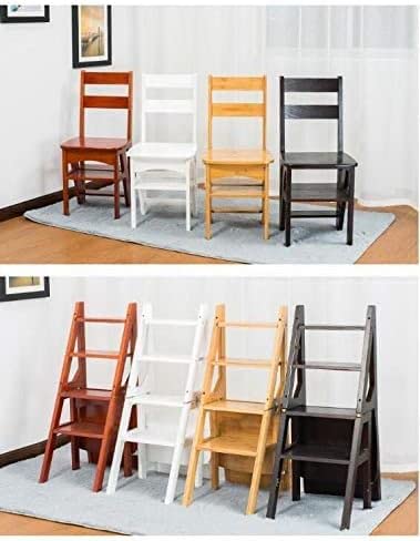 OKUOKA Dual-Use Bamboo Step Stool - Creative Home & Office Ladder Chair for Kitchen, Library, Outdoor Spaces - Natural Bamboo Design for Easy Access & Storage Organization