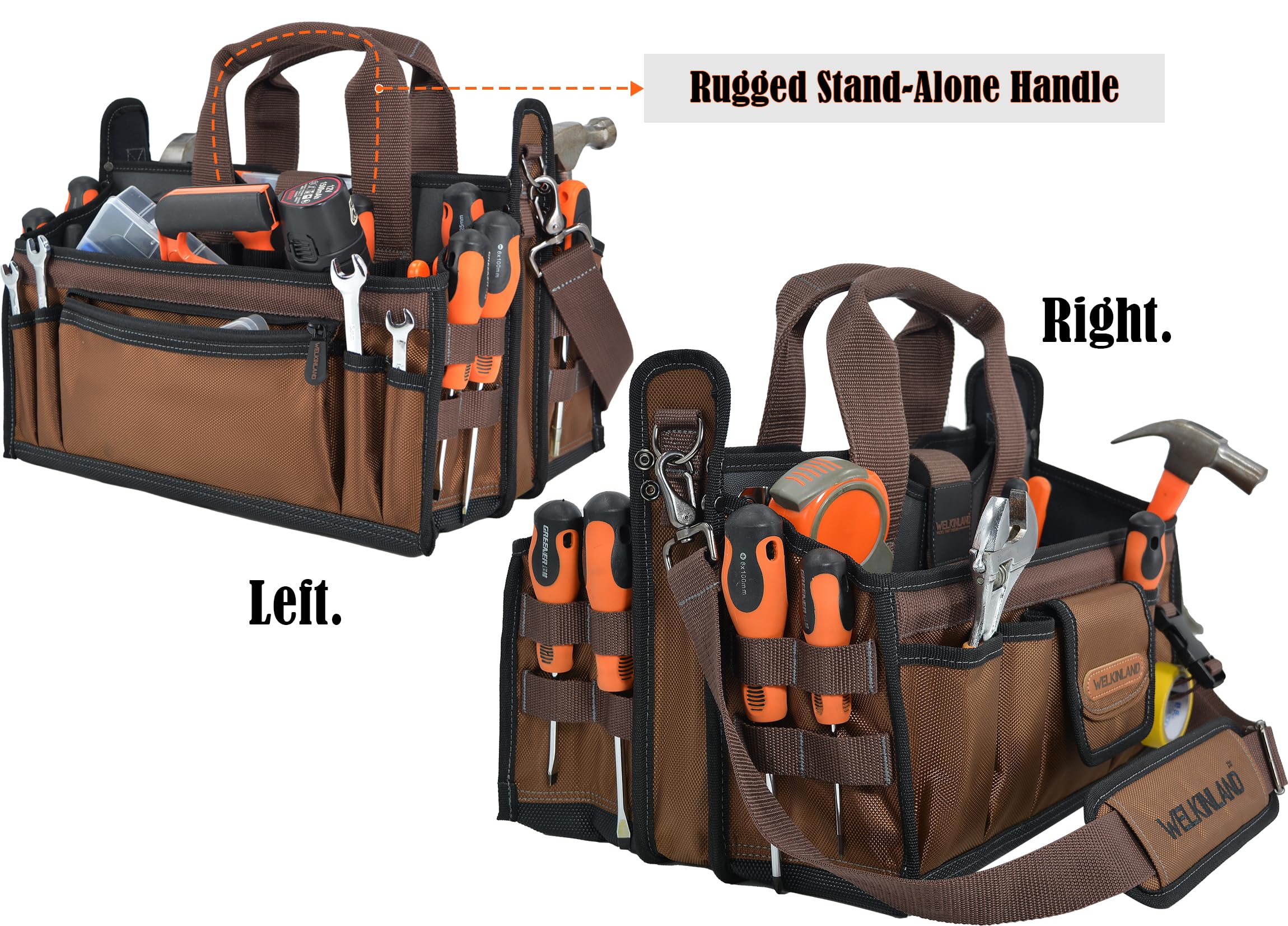 WELKINLAND 20-Pocket Electrician Tool Tote Bag - Heavy Duty Open Top Tool Organizer for HVAC, Electrical & Tech Tools - Perfect for Electricians, Contractors & DIY Home Repairs