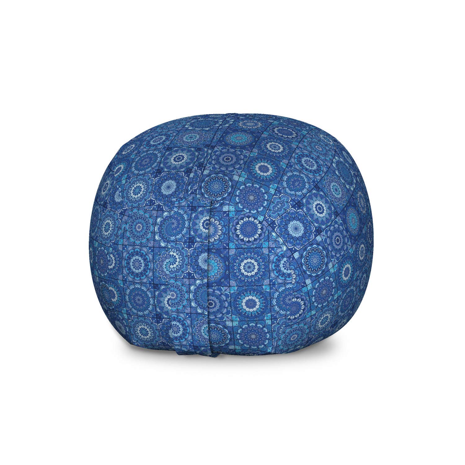 Ambesonne Blue Mandala Storage Toy Bag Chair | Moroccan Traditional Tiles & Portuguese Azulejo Inspired Design | Stuffed Animal Organizer | Washable Large Size Toy Storage | Blue Indigo | Perfect for Kids' Room, Nursery & Playroom Organization
