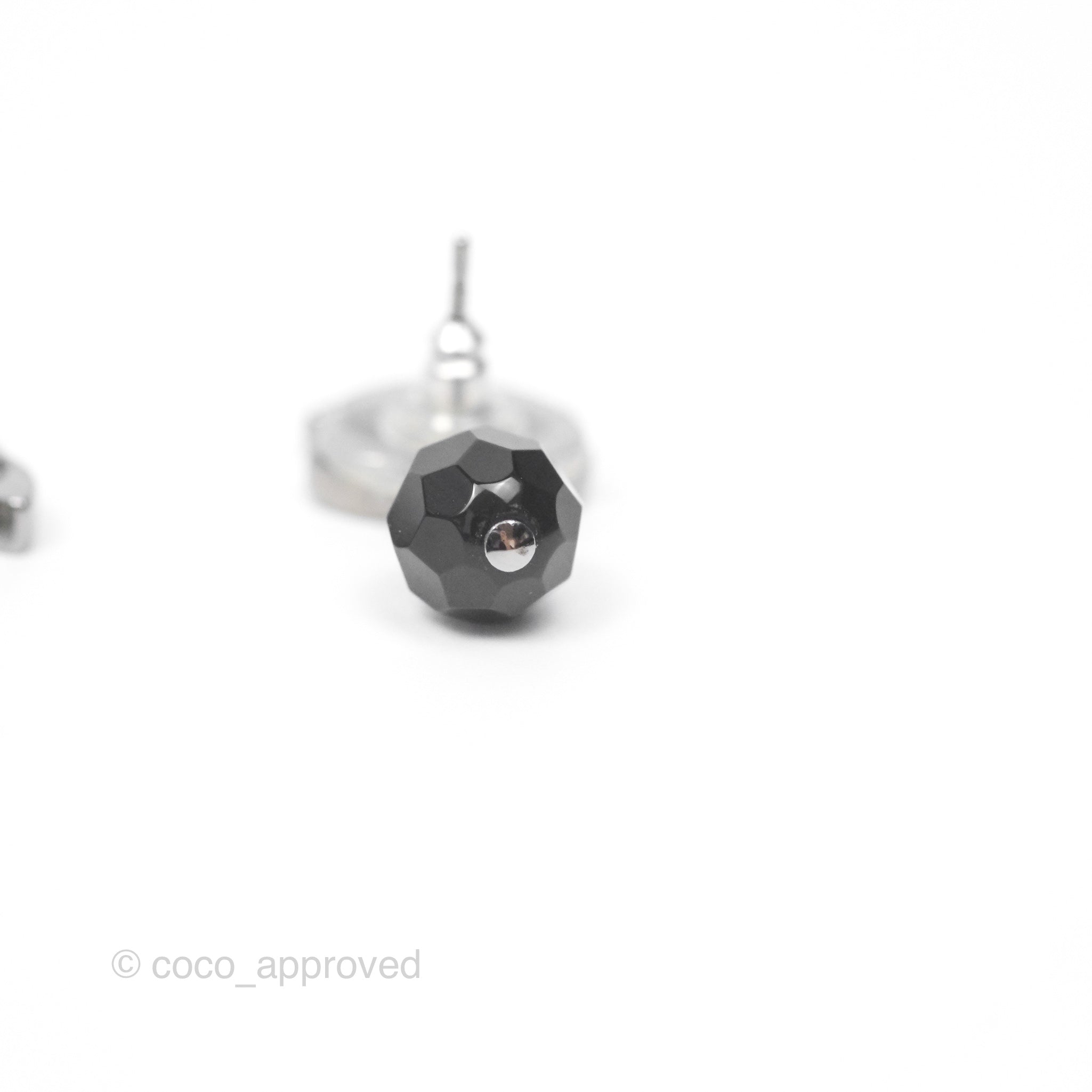 Chanel CC Black Bead Drop Earrings - Dark Silver 10V | Luxury Fashion Jewelry for Women | Perfect for Parties, Weddings & Special Occasions