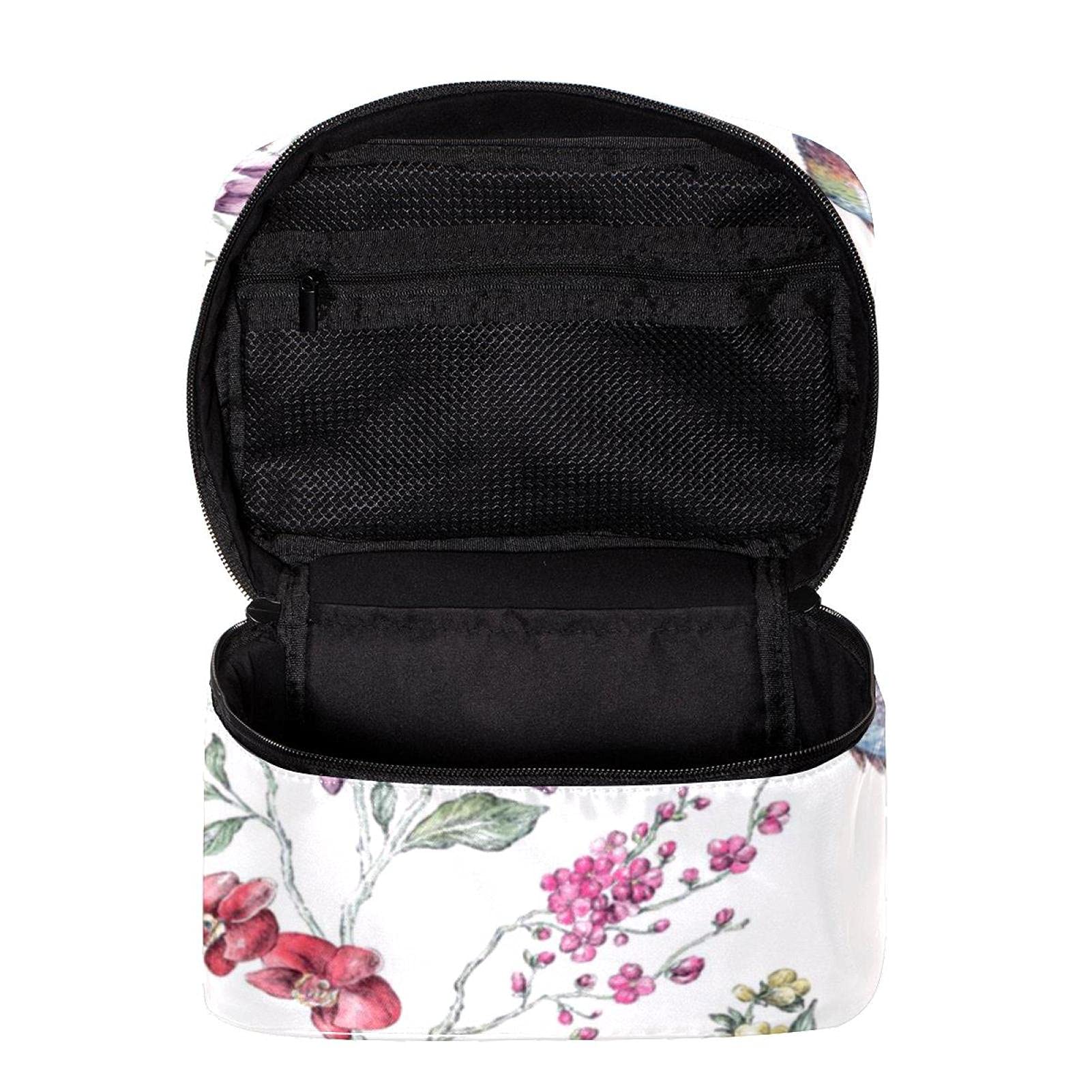 Floral Hummingbird Travel Makeup Bag - Large Cosmetic Organizer with Zipper for Women & Girls | Perfect for Travel, Gym, and Daily Essentials Storage