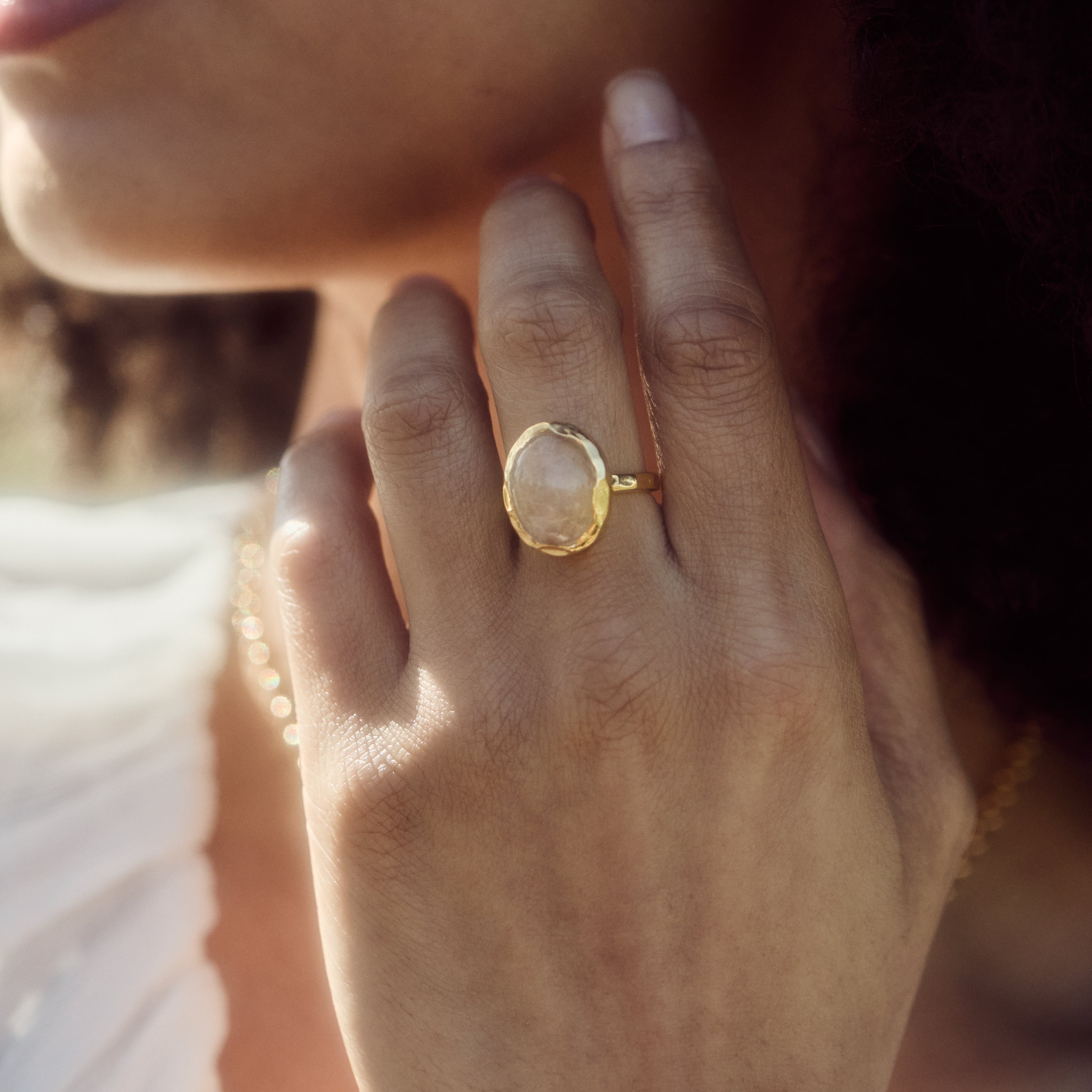 Caramel Quartz Molten Statement Ring for Women - Elegant Handmade Jewelry for Parties, Weddings & Special Occasions