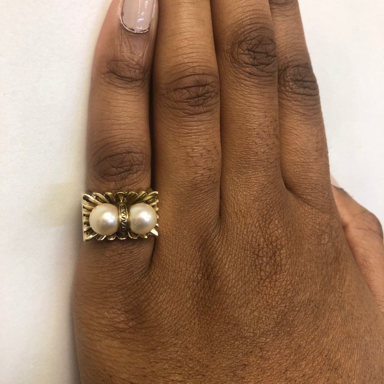 Textured Flat Edge Pearl Ring - 6.60 Carat Total Weight (CTW) - Size 6.25 - Elegant Women's Jewelry for Weddings, Parties & Special Occasions