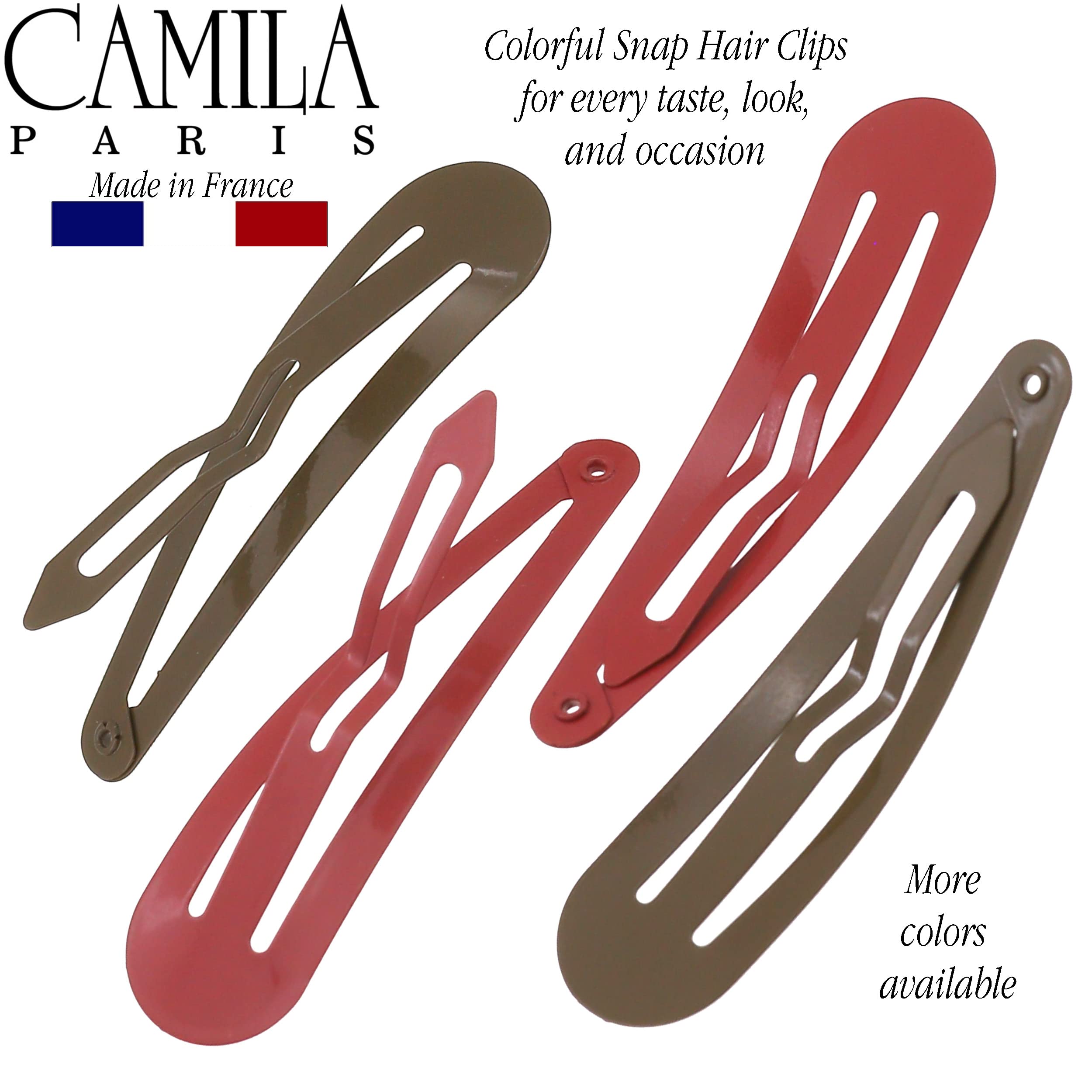 Camila Paris CP1330D French Hair Barrettes - Strong Hold Metal Snap Clips for Women & Girls | No Slip Grip Hair Accessories | Made in France | Perfect for Office, Weddings & Everyday Styling