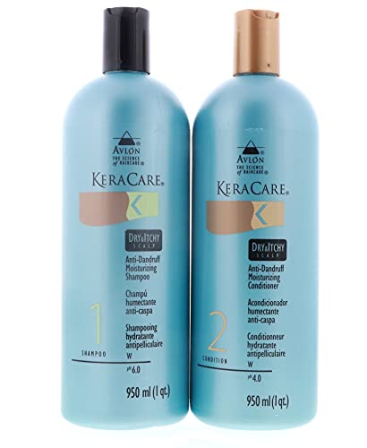 Avlon Keracare Dry & Itchy Scalp Shampoo & Conditioner Set - Anti-Dandruff, Moisturizing Treatment for Dry Scalp (32oz Each) | For Men & Women with Flaky, Irritated Scalp - Daily Hair Care Routine