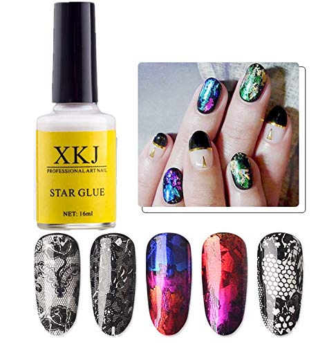 10 Roll/Set Colorful Starry Sky Nail Foil Transfer Stickers - Gradient Glitter Nail Art Decoration Kit with Professional Star Glue (Flower Style) | DIY Manicure, Salon Nail Design, Party & Special Occasion Nail Art