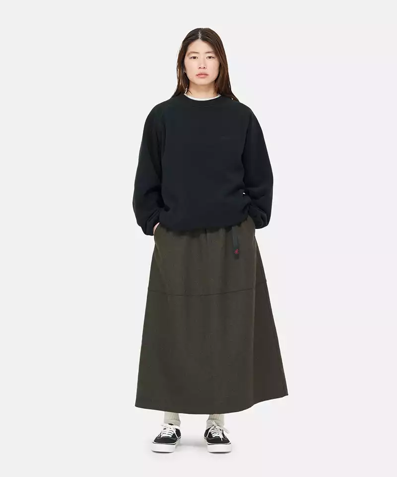 Wool Paneled Skirt for Women - Elegant A-Line Midi Skirt with Side Slits - Perfect for Office, Parties & Fall/Winter Fashion