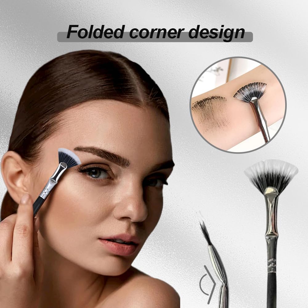 3 Pcs Folding Angle Scalloped Lash Brush - Upgraded Mascara Fan Brush for Perfect Lashes, Magic Eyelash Separator & Makeup Tool for Professional Eye Makeup | Ideal for Eyelash Extensions, Volume Lashes & Daily Makeup Routine