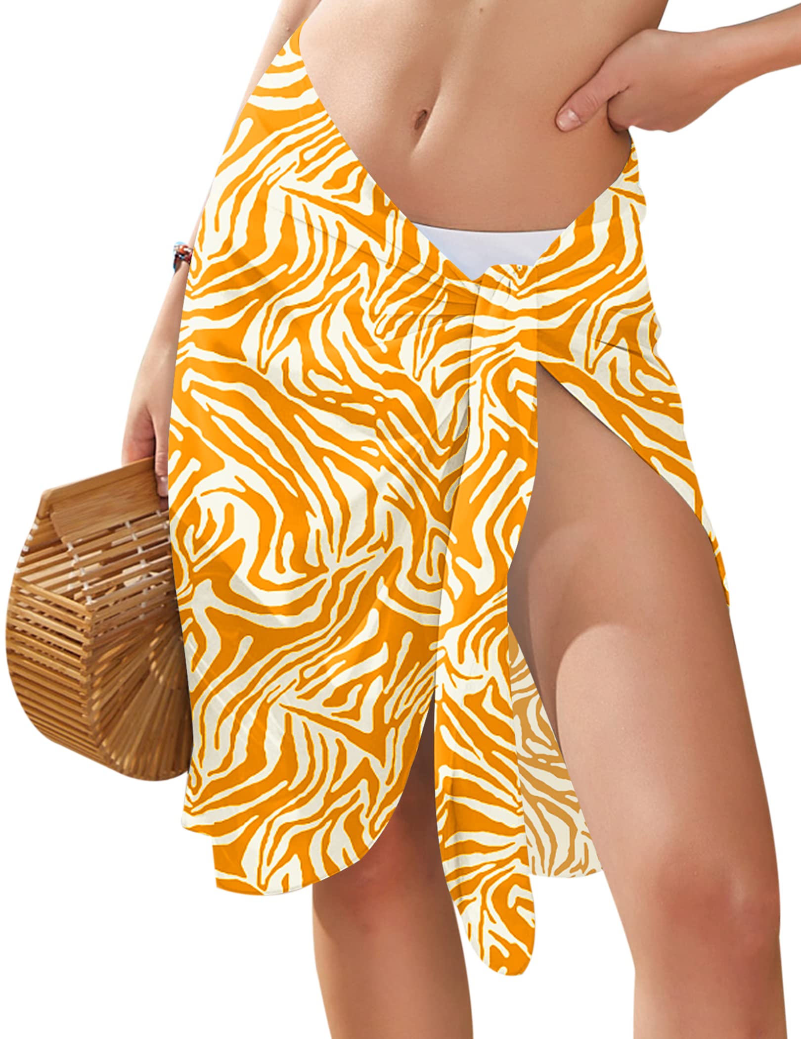 Ekouaer Women's Chiffon Beach Wrap - Lightweight Swimsuit Cover Up & Bikini Wrap Skirt (Knee Length, Solid & Print, Sizes S-XXL) - Perfect for Poolside, Vacation, and Summer Outfits