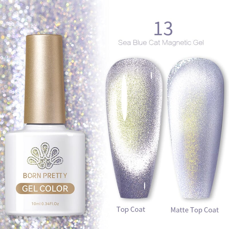 Sea Blue Cat Magnetic Gel Polish 10ml - UV LED Nail Art Kit for Salon & Home Manicure - Long Lasting Nail Polish for Professional & DIY Use