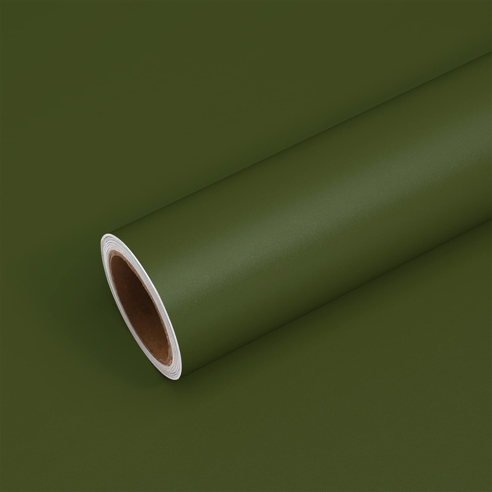 VEELIKE Olive Green Peel and Stick Wallpaper - 15.7''x118'' Waterproof Removable Vinyl Contact Paper for Cabinets, Walls, Shelves - Self Adhesive Wallpaper for Bedroom, Bathroom, Kitchen Countertops & Home Decor